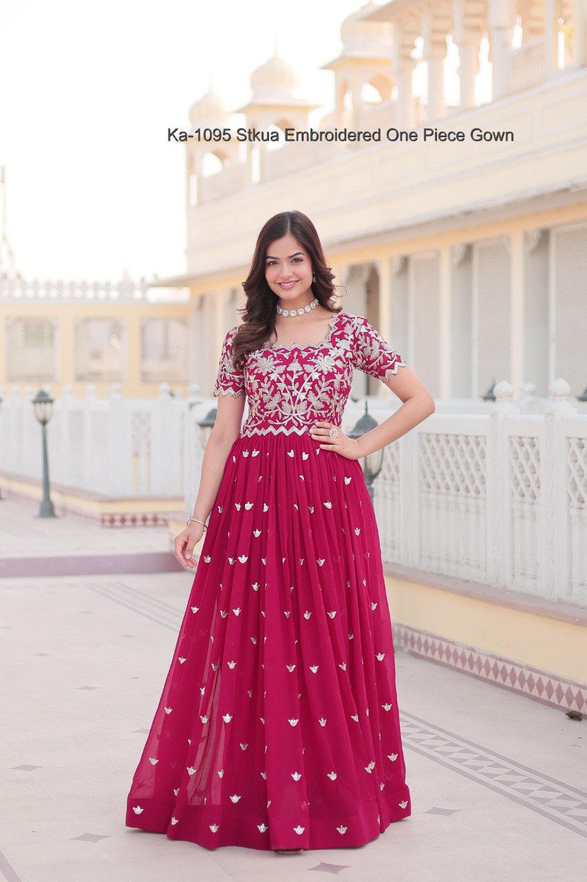 Ka-1095 Stkua Embroidered One Piece Gown