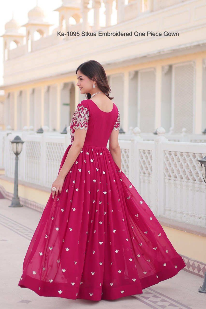 Ka-1095 Stkua Embroidered One Piece Gown