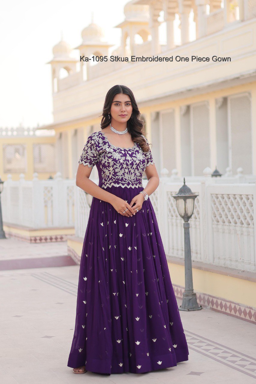 Ka-1095 Stkua Embroidered One Piece Gown