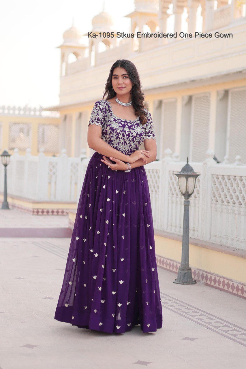 Ka-1095 Stkua Embroidered One Piece Gown