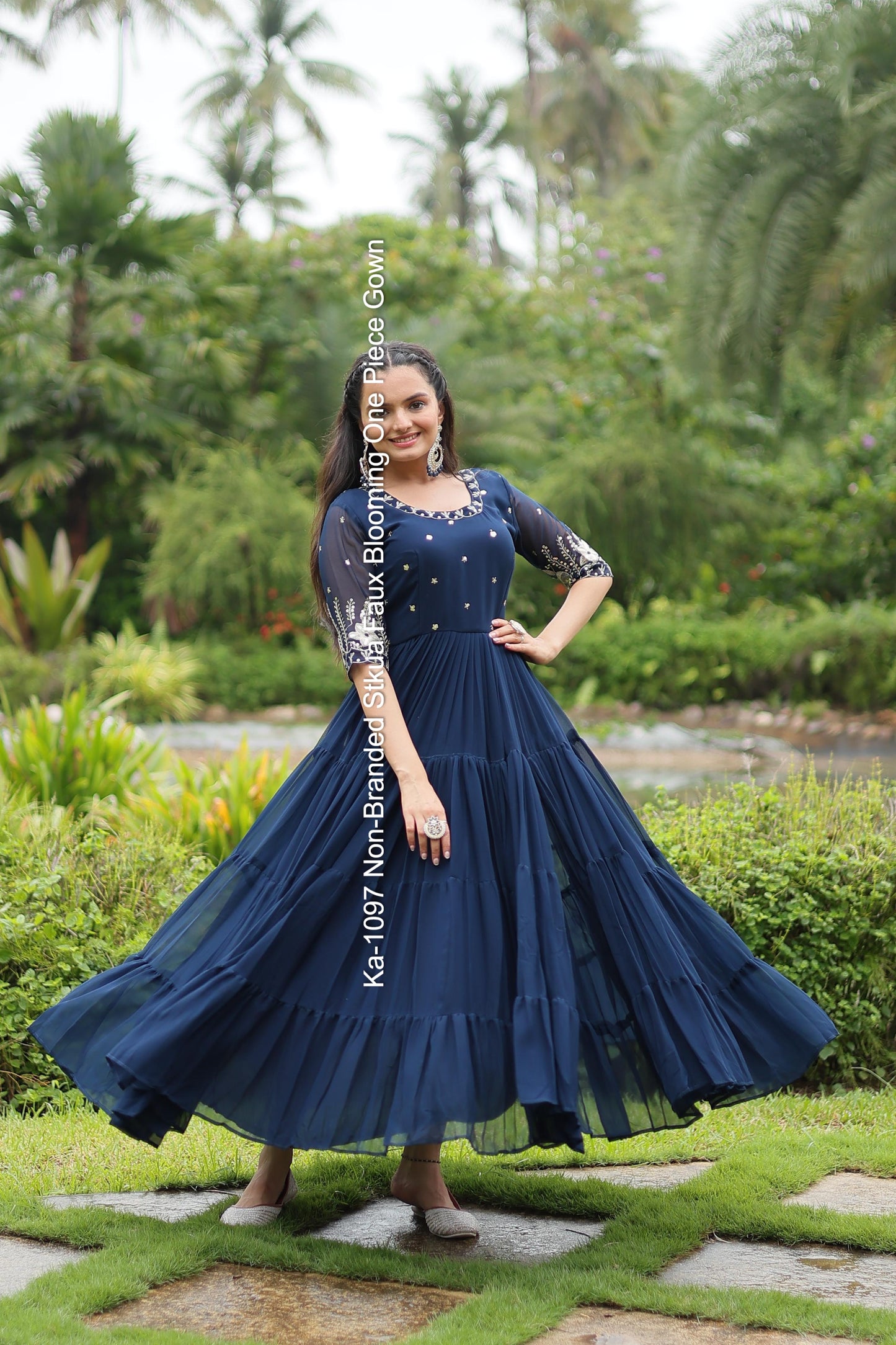 Ka-1097 Non-Branded Stkua Faux Blooming One Piece Gown