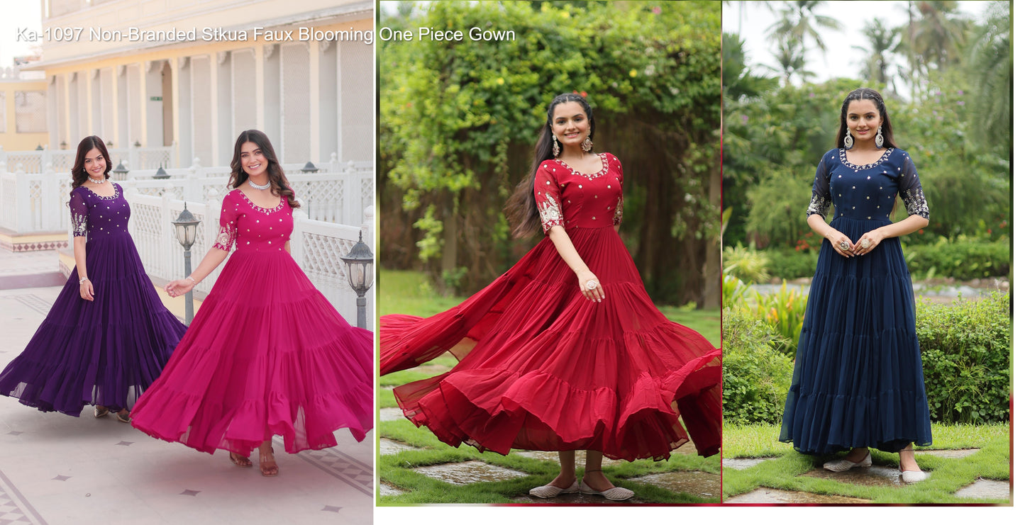 Ka-1097 Non-Branded Stkua Faux Blooming One Piece Gown