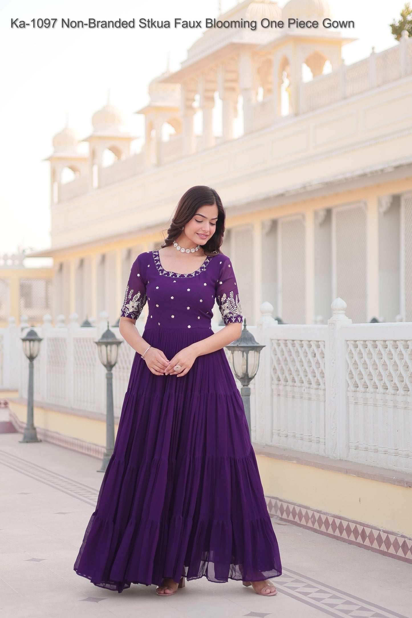Ka-1097 Non-Branded Stkua Faux Blooming One Piece Gown