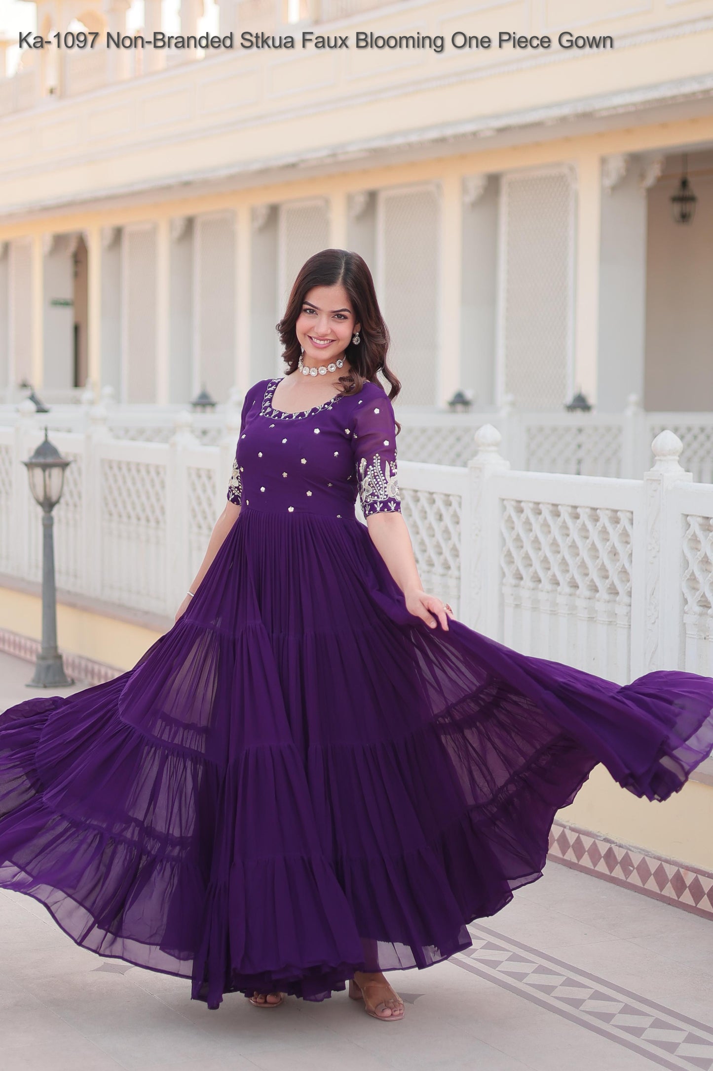 Ka-1097 Non-Branded Stkua Faux Blooming One Piece Gown