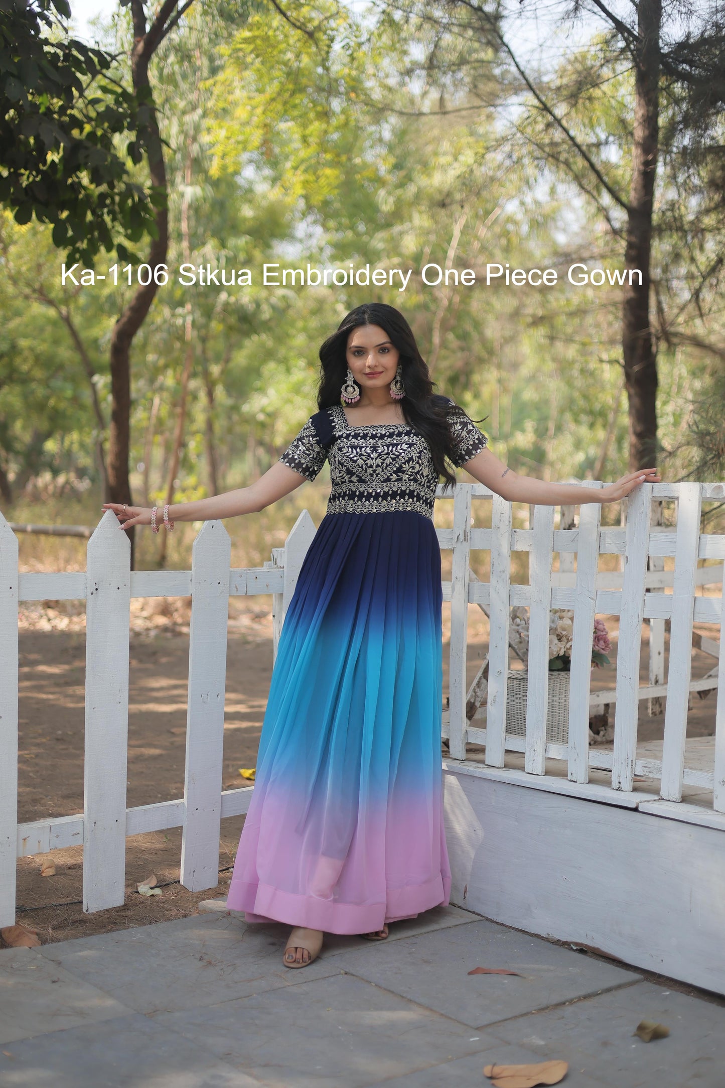 Ka-1106 Stkua Embroidery One Piece Gown