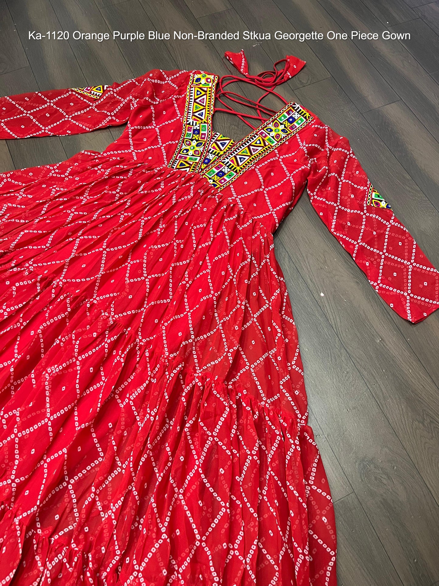 Ka-1120 Orange Purple Blue Non-Branded Stkua Georgette One Piece Gown