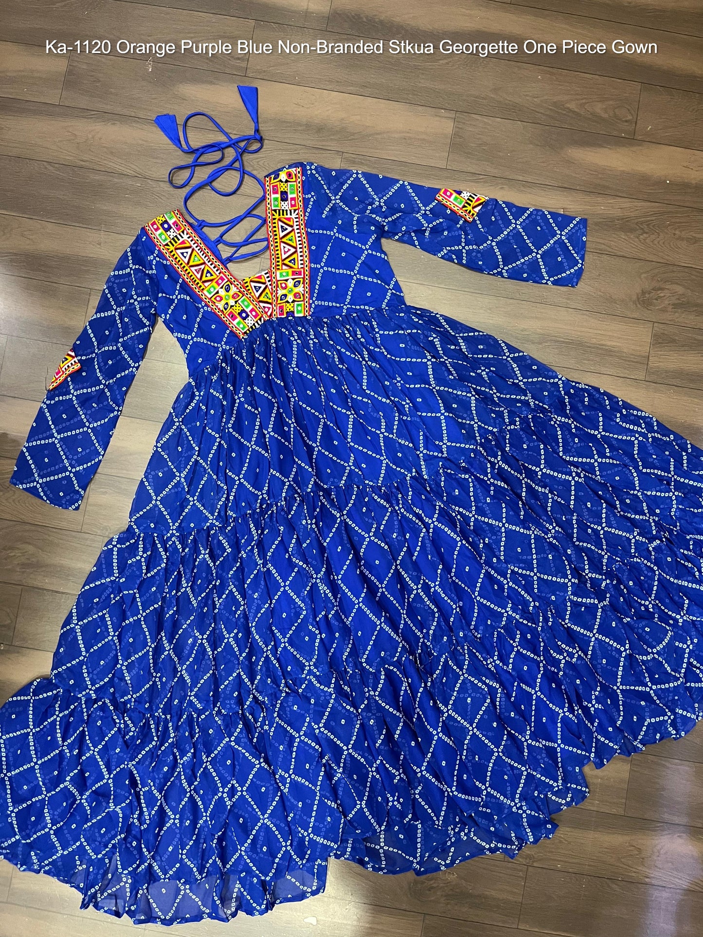 Ka-1120 Orange Purple Blue Non-Branded Stkua Georgette One Piece Gown