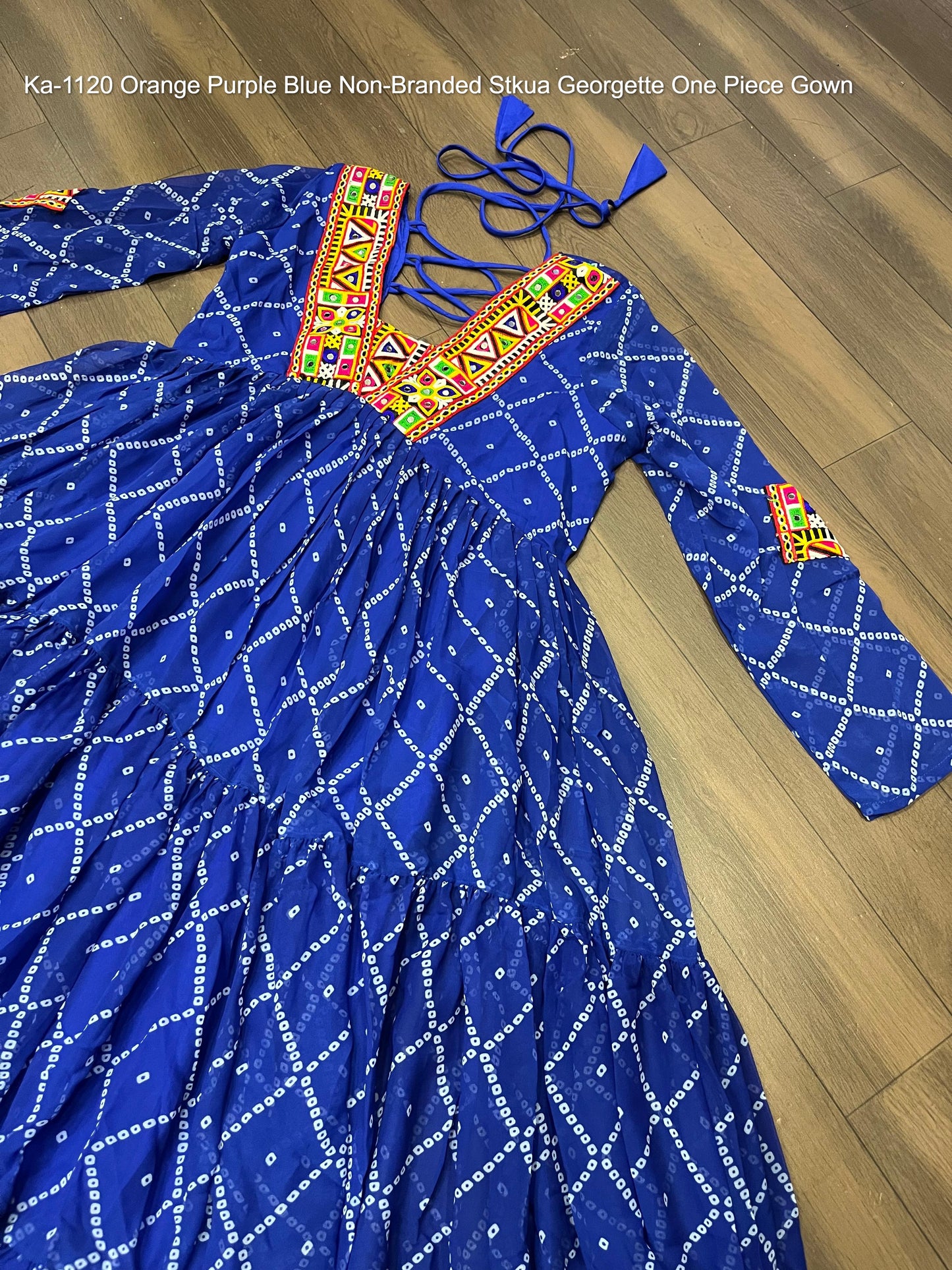 Ka-1120 Orange Purple Blue Non-Branded Stkua Georgette One Piece Gown