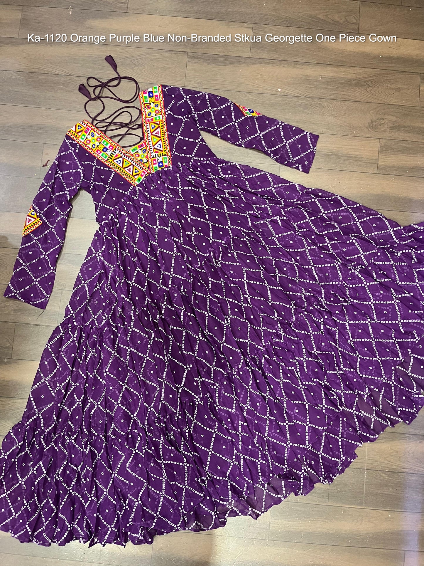 Ka-1120 Orange Purple Blue Non-Branded Stkua Georgette One Piece Gown