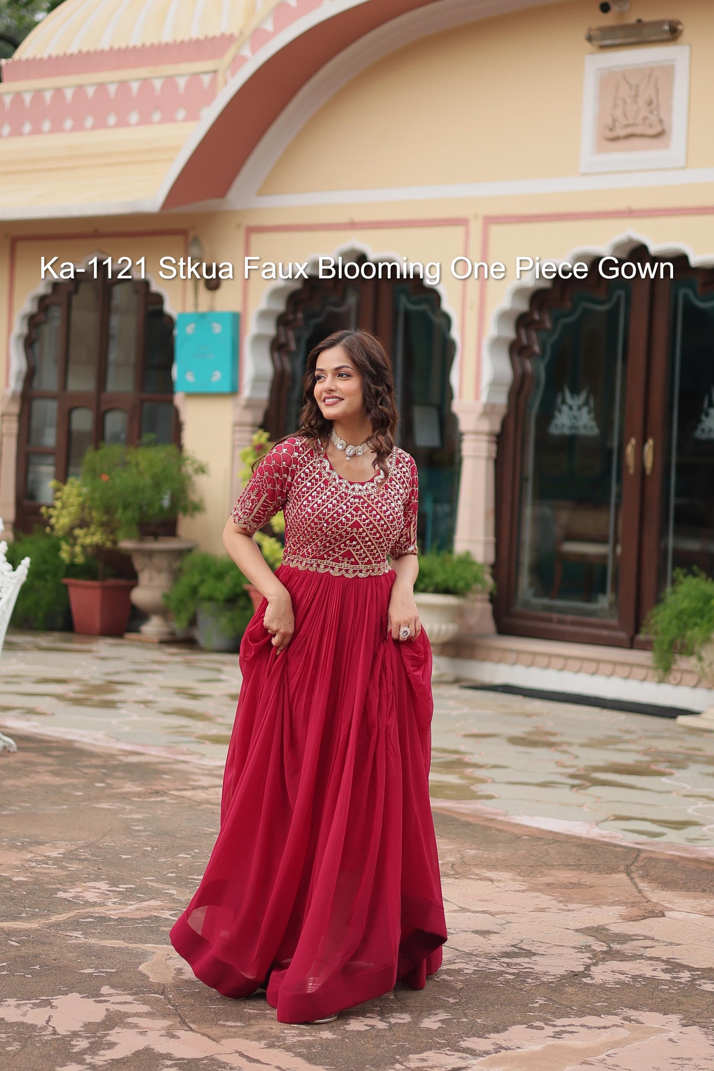Ka-1121 Stkua Faux Blooming One Piece Gown