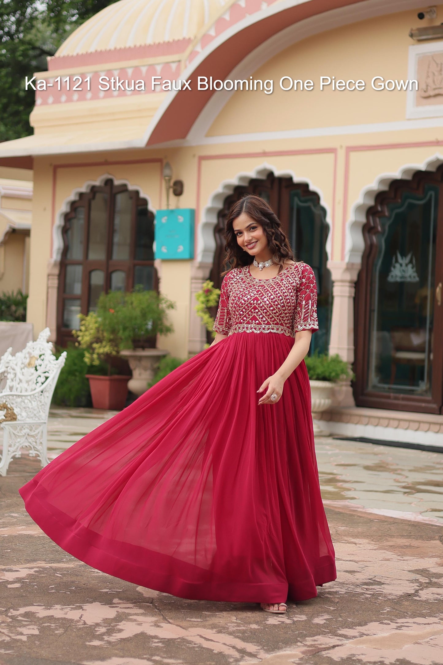 Ka-1121 Stkua Faux Blooming One Piece Gown