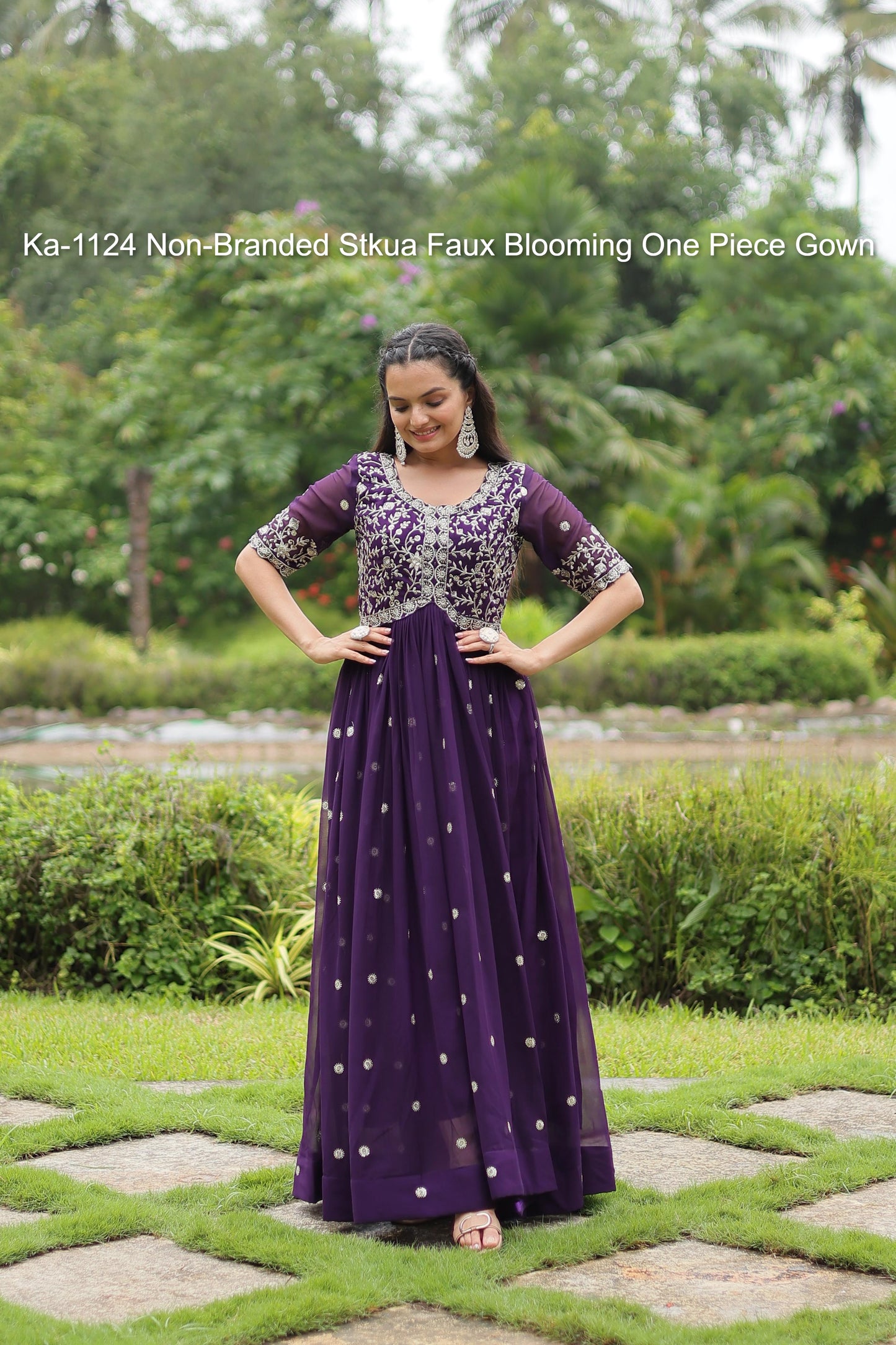 Ka-1124 Non-Branded Stkua Faux Blooming One Piece Gown