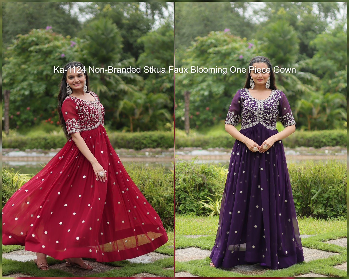 Ka-1124 Non-Branded Stkua Faux Blooming One Piece Gown
