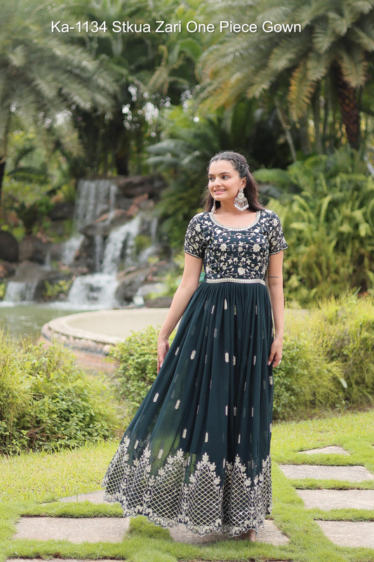 Ka-1134 Stkua Zari One Piece Gown