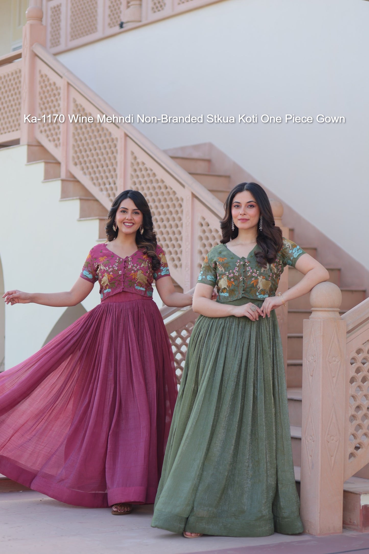 Ka-1170 Wine Mehndi Non-Branded Stkua Koti One Piece Gown