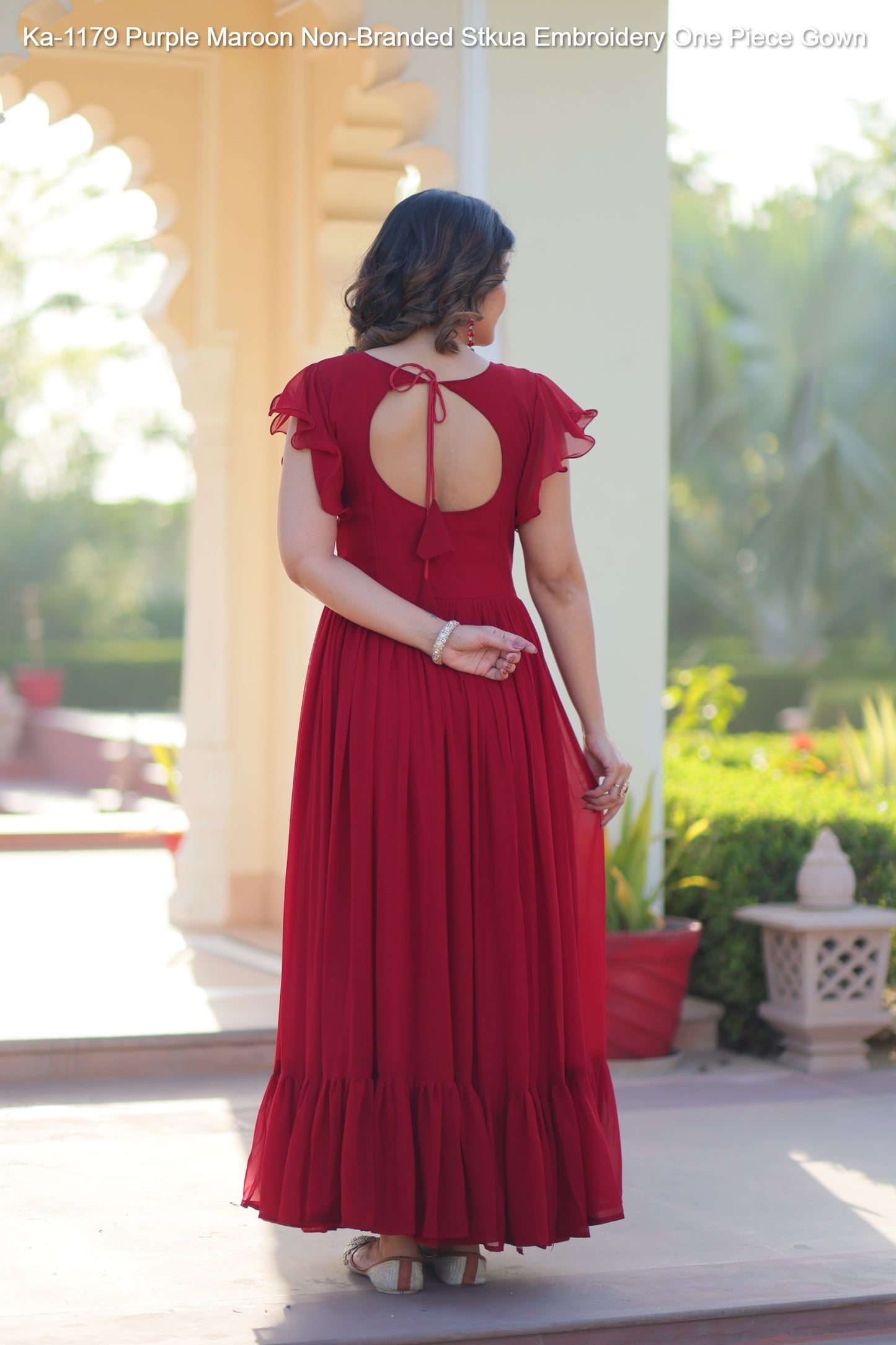 Ka-1179 Purple Maroon Non-Branded Stkua Embroidery One Piece Gown