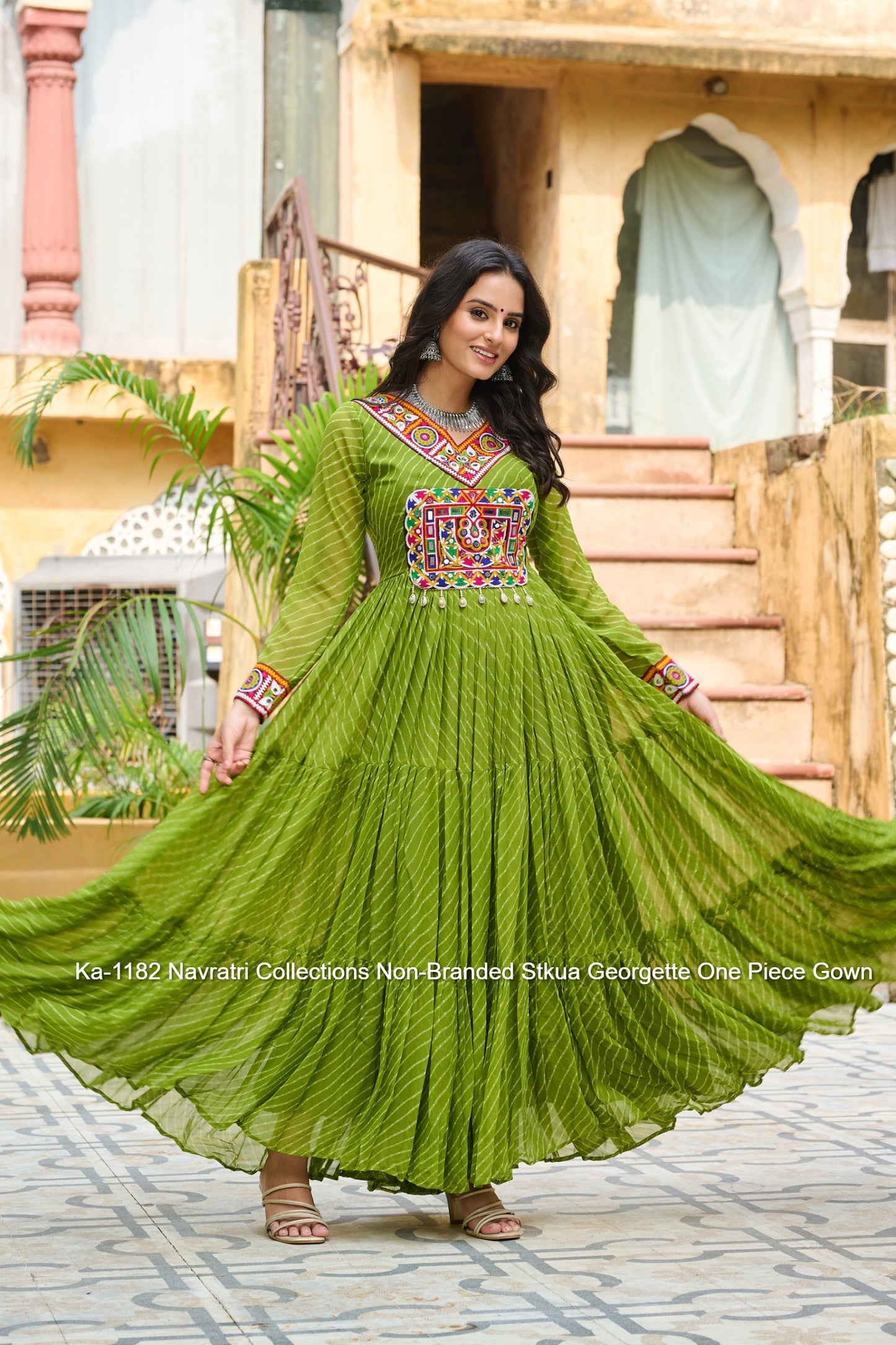 Ka-1182 Navratri Collections Non-Branded Stkua Georgette One Piece Gown