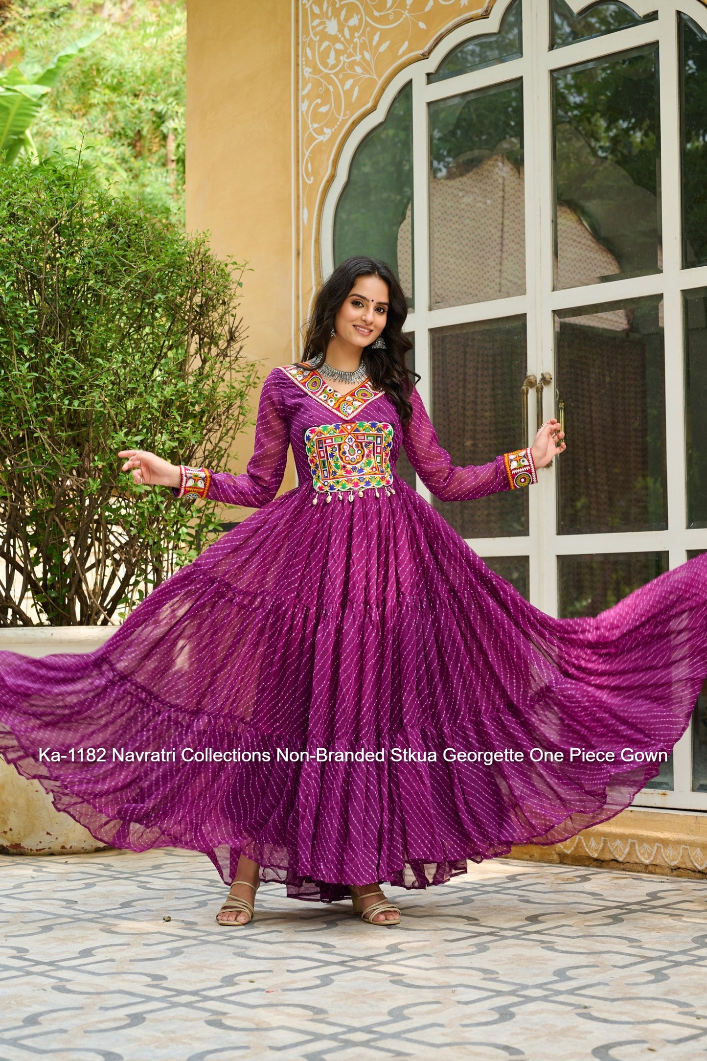 Ka-1182 Navratri Collections Non-Branded Stkua Georgette One Piece Gown