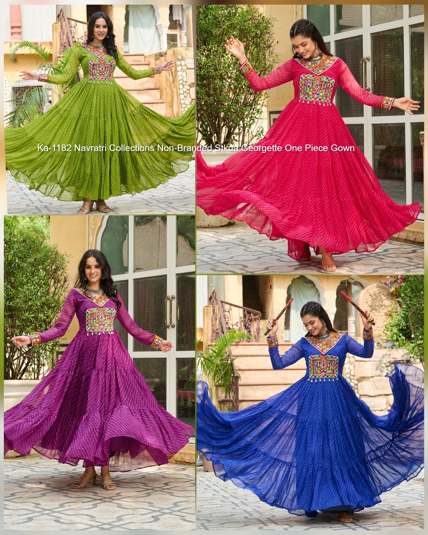 Ka-1182 Navratri Collections Non-Branded Stkua Georgette One Piece Gown