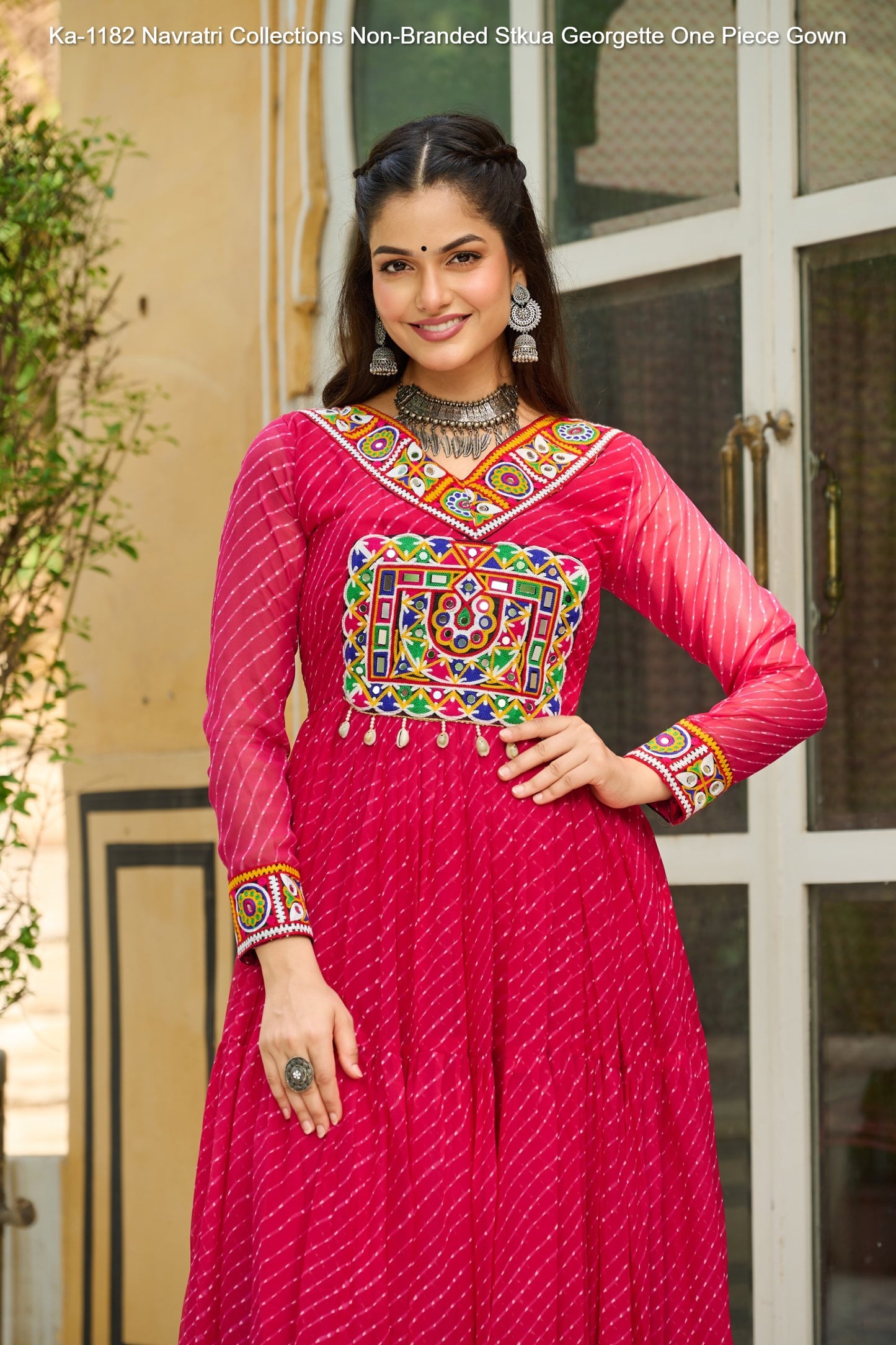 Ka-1182 Navratri Collections Non-Branded Stkua Georgette One Piece Gown