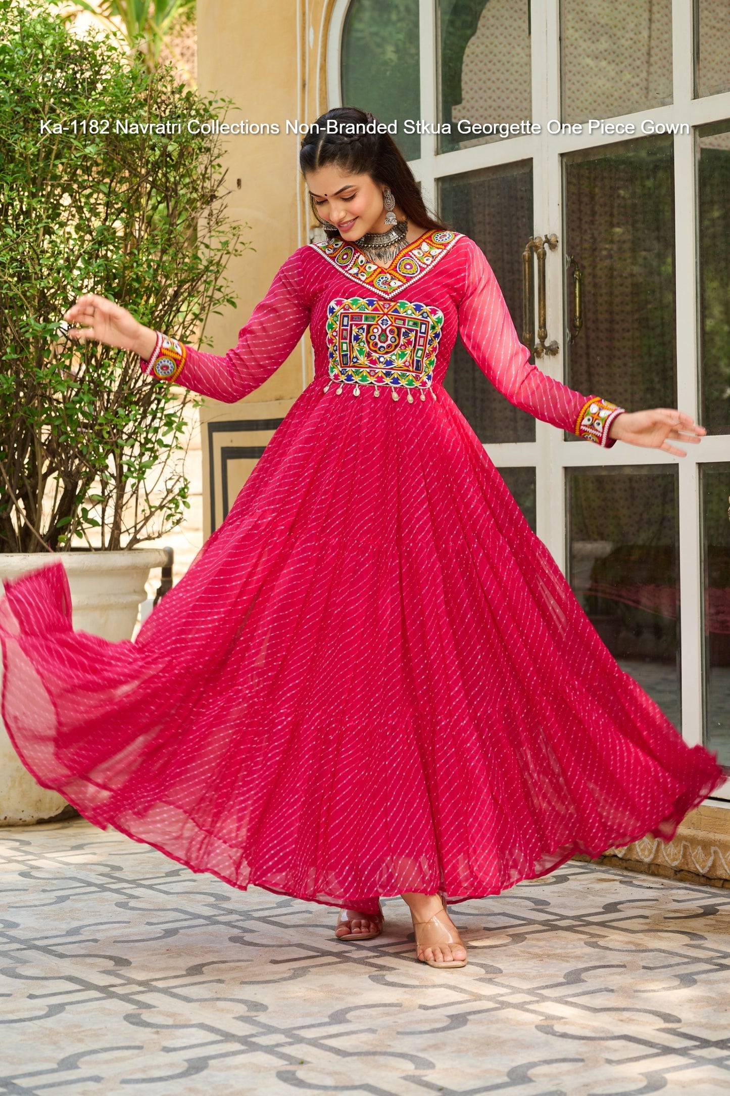 Ka-1182 Navratri Collections Non-Branded Stkua Georgette One Piece Gown