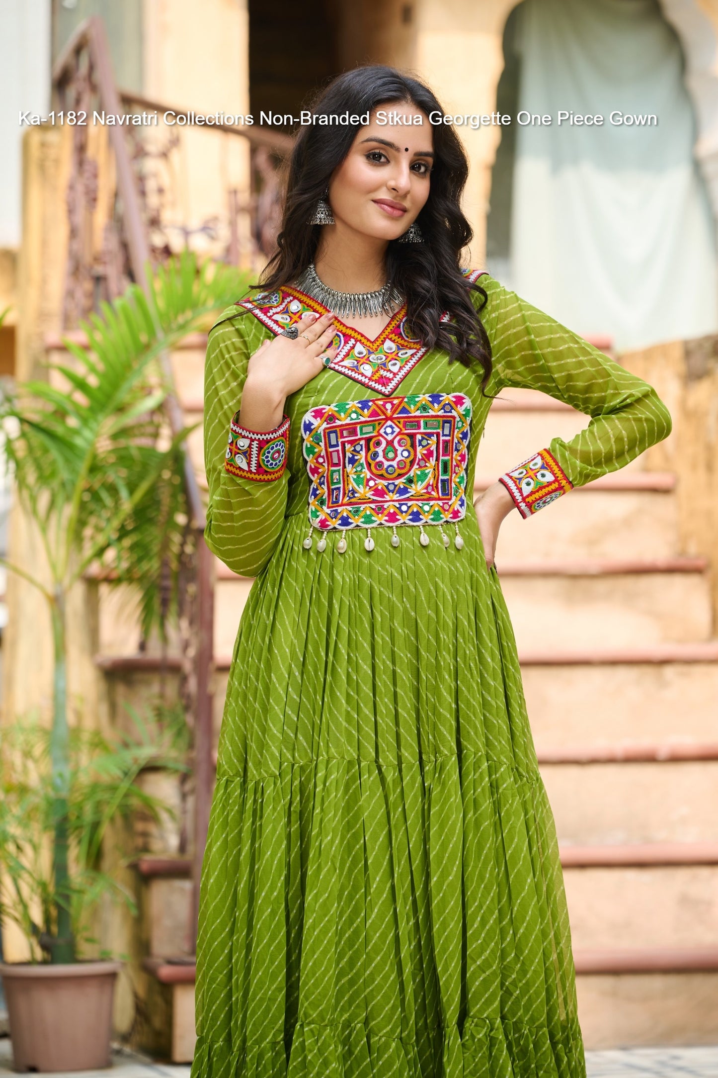 Ka-1182 Navratri Collections Non-Branded Stkua Georgette One Piece Gown