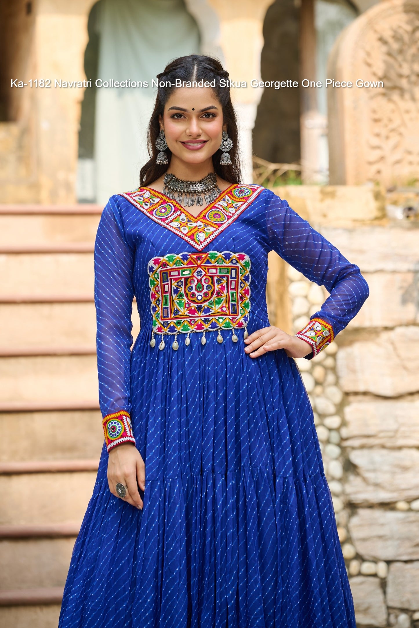 Ka-1182 Navratri Collections Non-Branded Stkua Georgette One Piece Gown