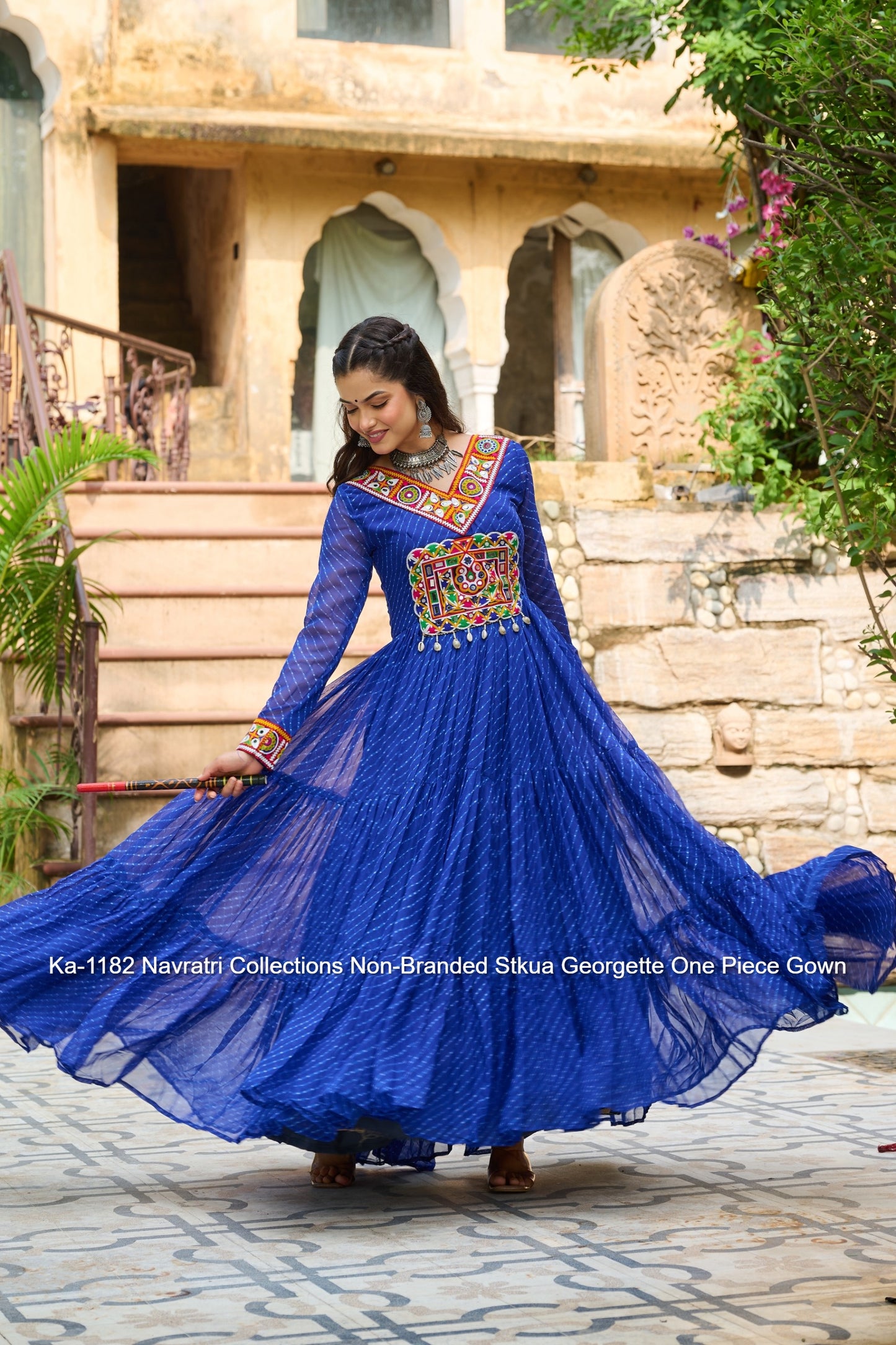 Ka-1182 Navratri Collections Non-Branded Stkua Georgette One Piece Gown