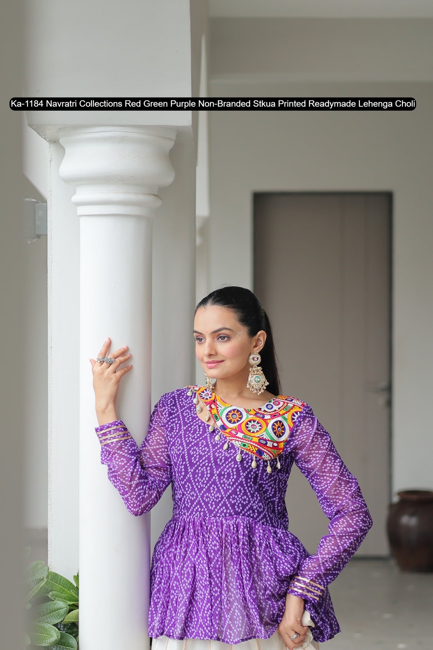 Ka-1184 Navratri Collections Red Green Purple Non-Branded Stkua Printed Readymade Lehenga Choli