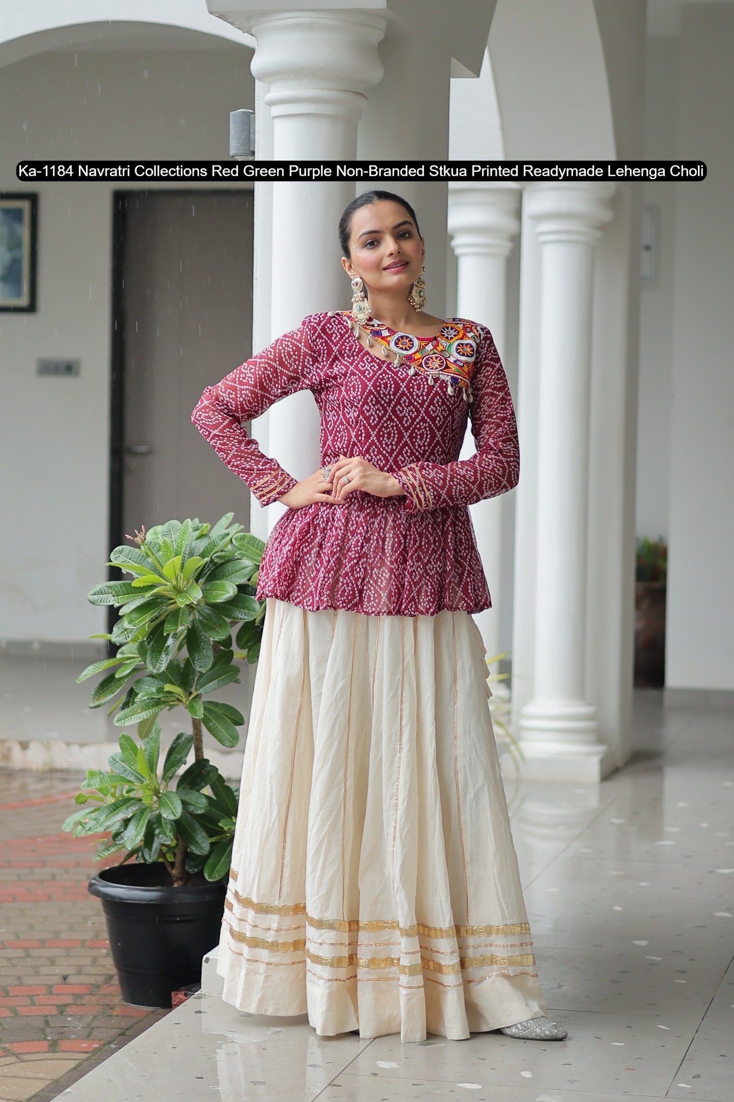 Ka-1184 Navratri Collections Red Green Purple Non-Branded Stkua Printed Readymade Lehenga Choli