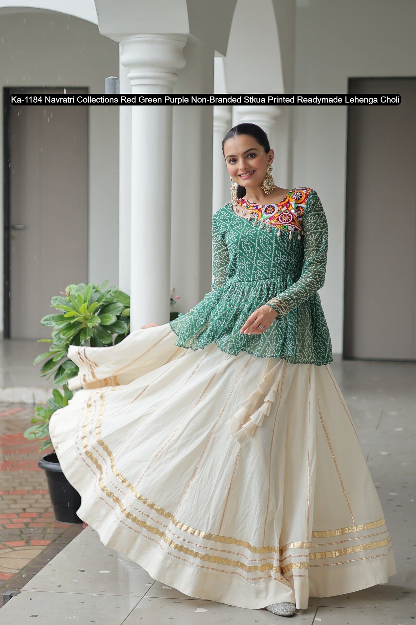 Ka-1184 Navratri Collections Red Green Purple Non-Branded Stkua Printed Readymade Lehenga Choli