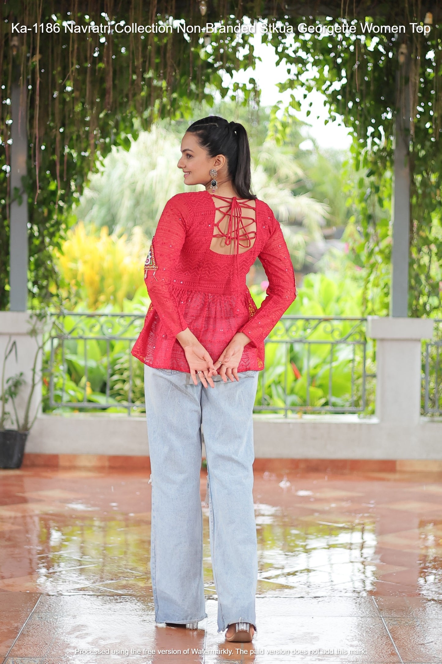 Ka-1186 Navratri Collection Non-Branded Stkua Georgette Women Top