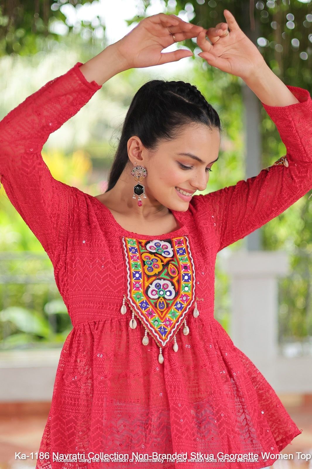 Ka-1186 Navratri Collection Non-Branded Stkua Georgette Women Top