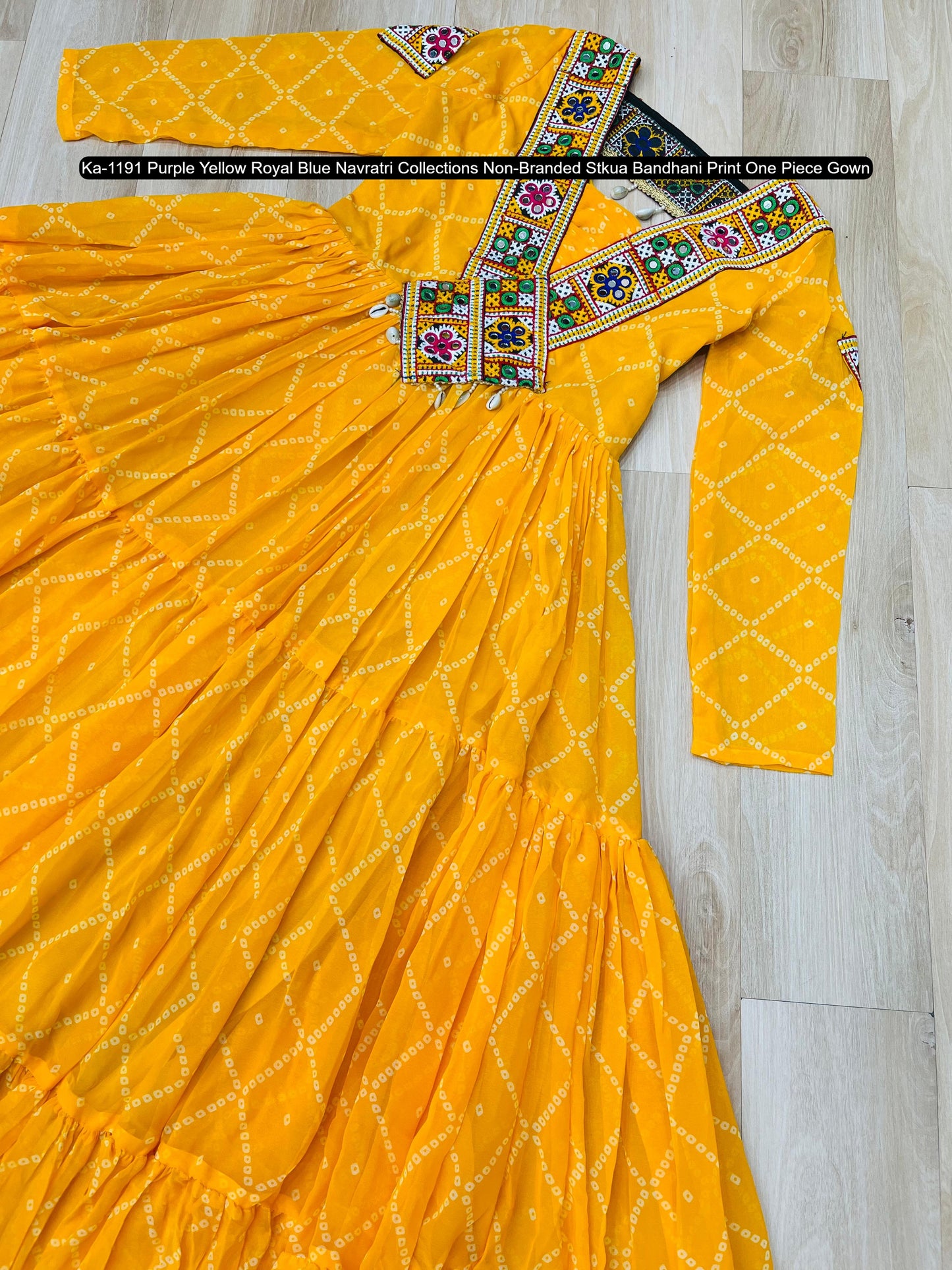 Ka-1191 Purple Yellow Royal Blue Navratri Collections Non-Branded Stkua Bandhani Print One Piece Gown