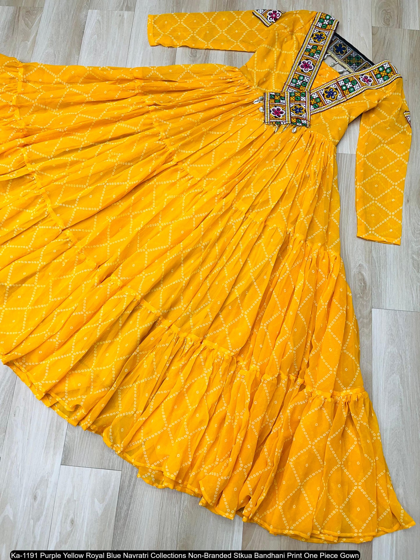 Ka-1191 Purple Yellow Royal Blue Navratri Collections Non-Branded Stkua Bandhani Print One Piece Gown