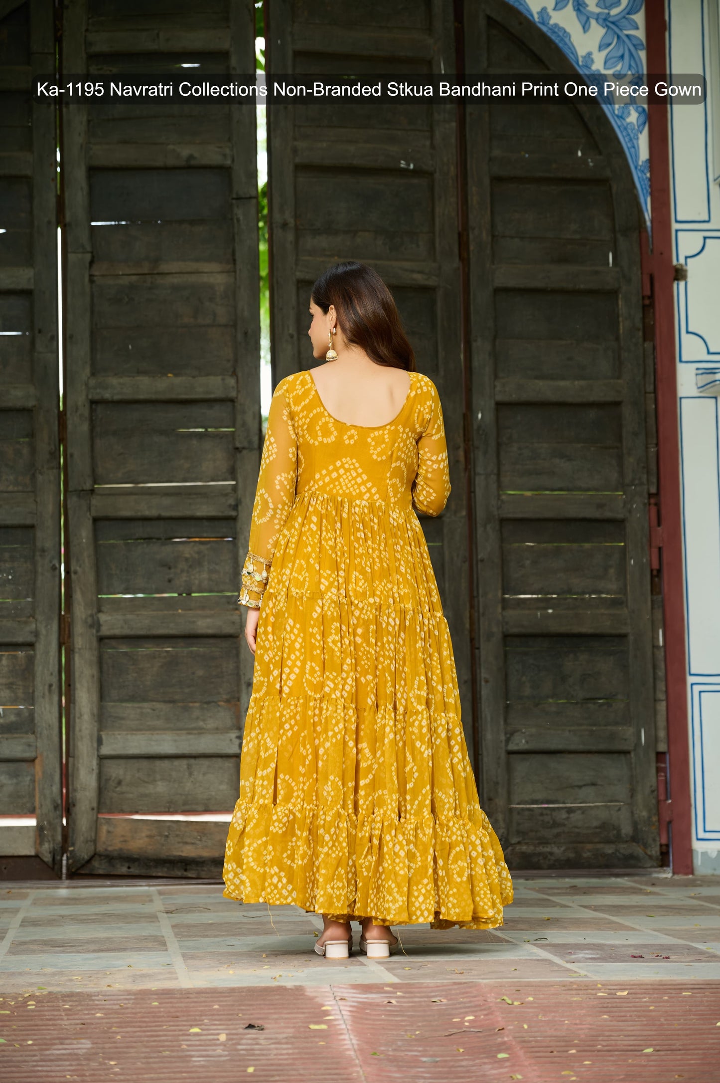 Ka-1195 Navratri Collections Non-Branded Stkua Bandhani Print One Piece Gown