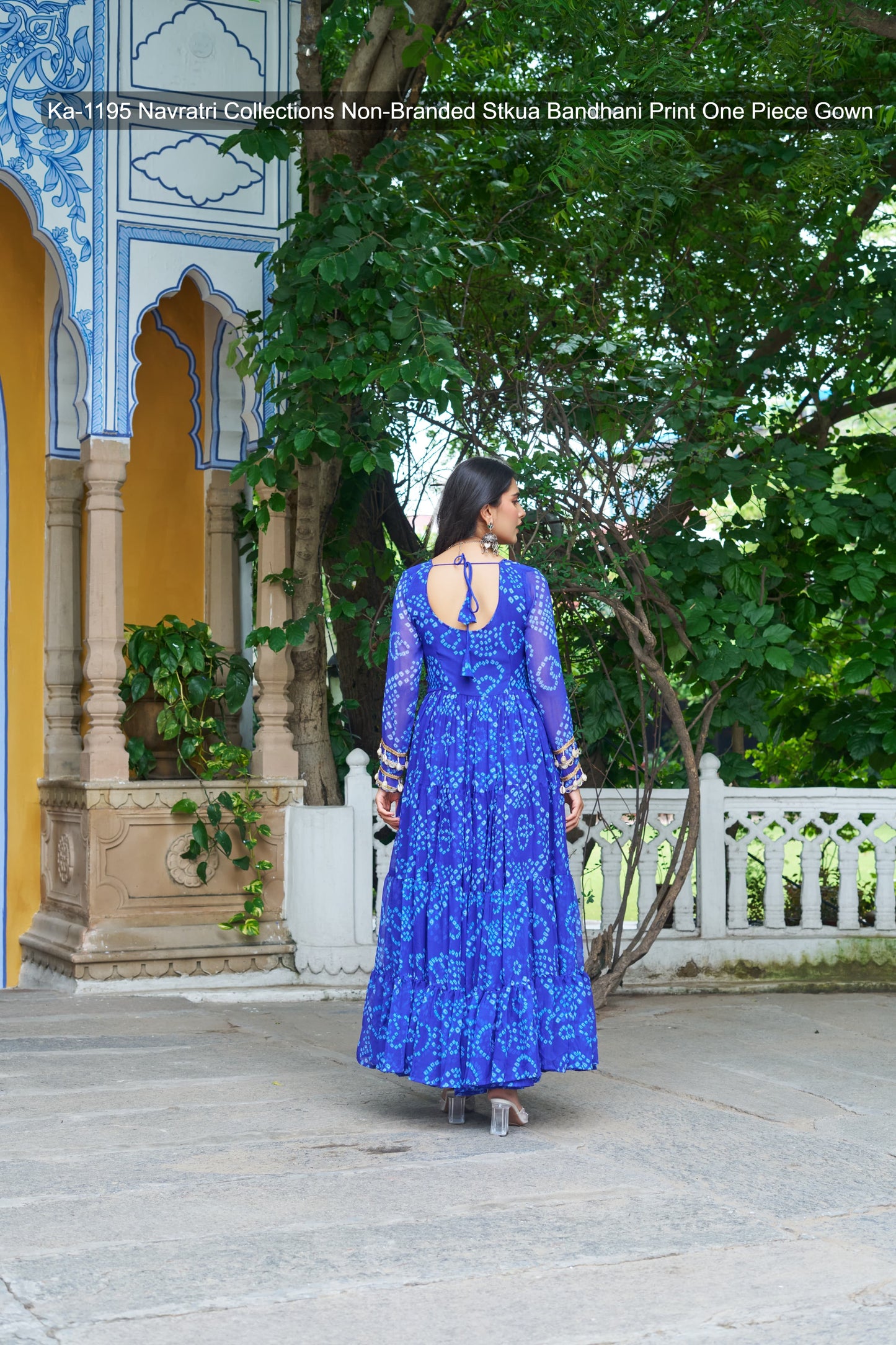 Ka-1195 Navratri Collections Non-Branded Stkua Bandhani Print One Piece Gown