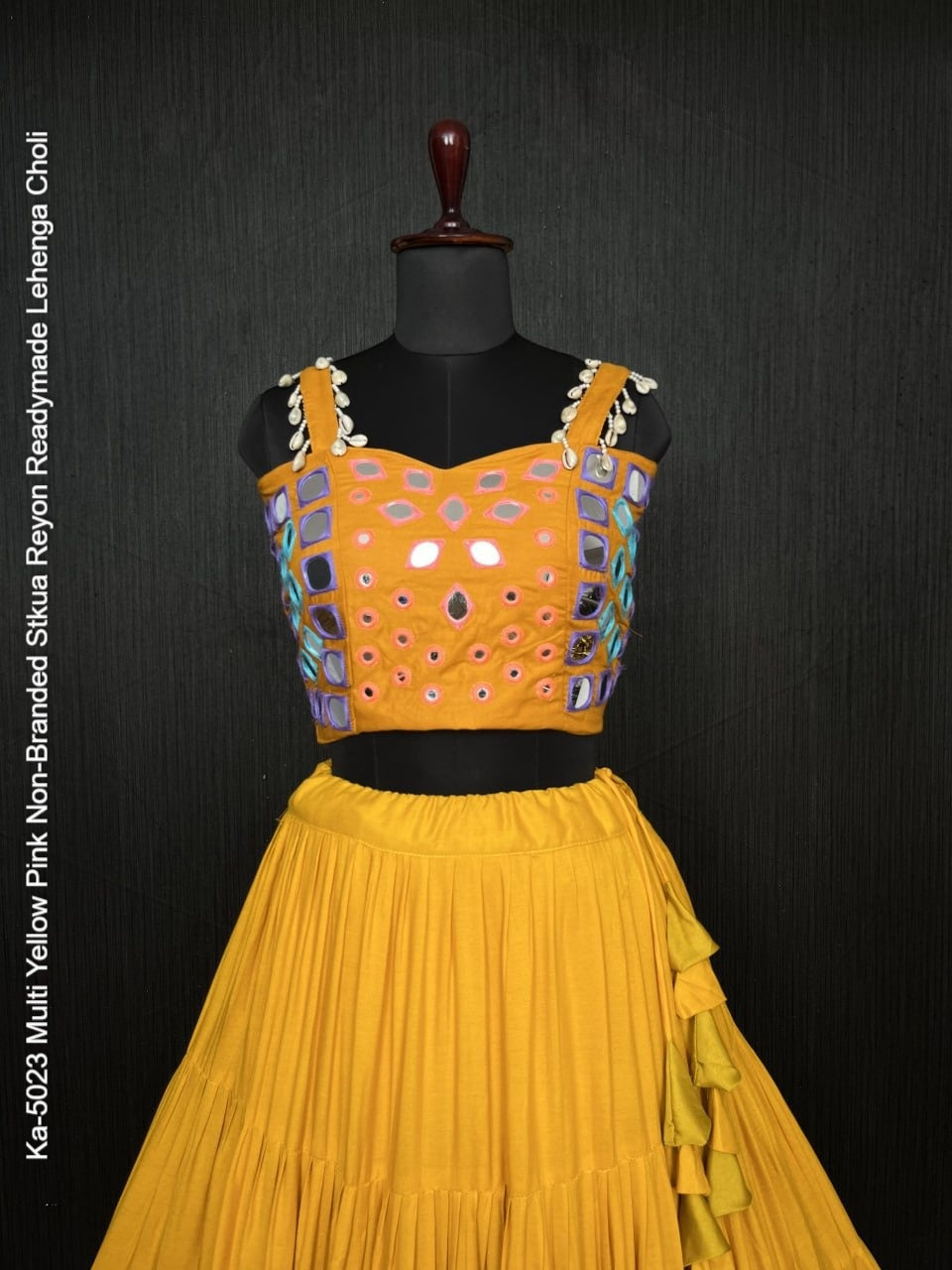 Ka-5023 Multi Yellow Pink Non-Branded Stkua Reyon Readymade Lehenga Choli