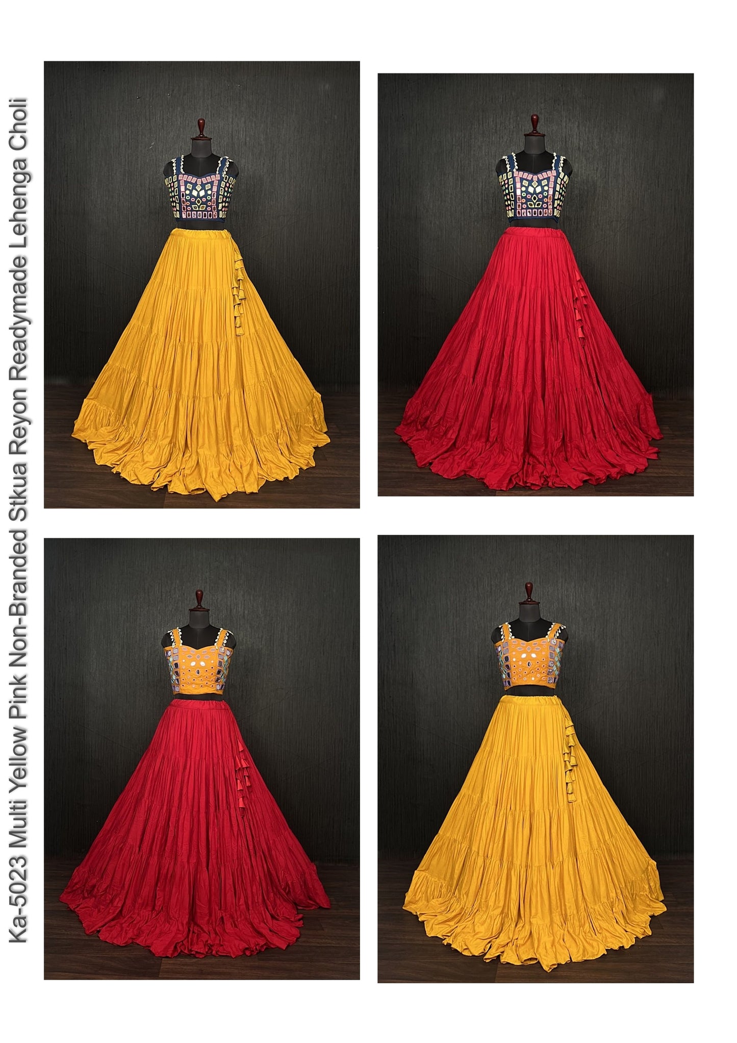 Ka-5023 Multi Yellow Pink Non-Branded Stkua Reyon Readymade Lehenga Choli