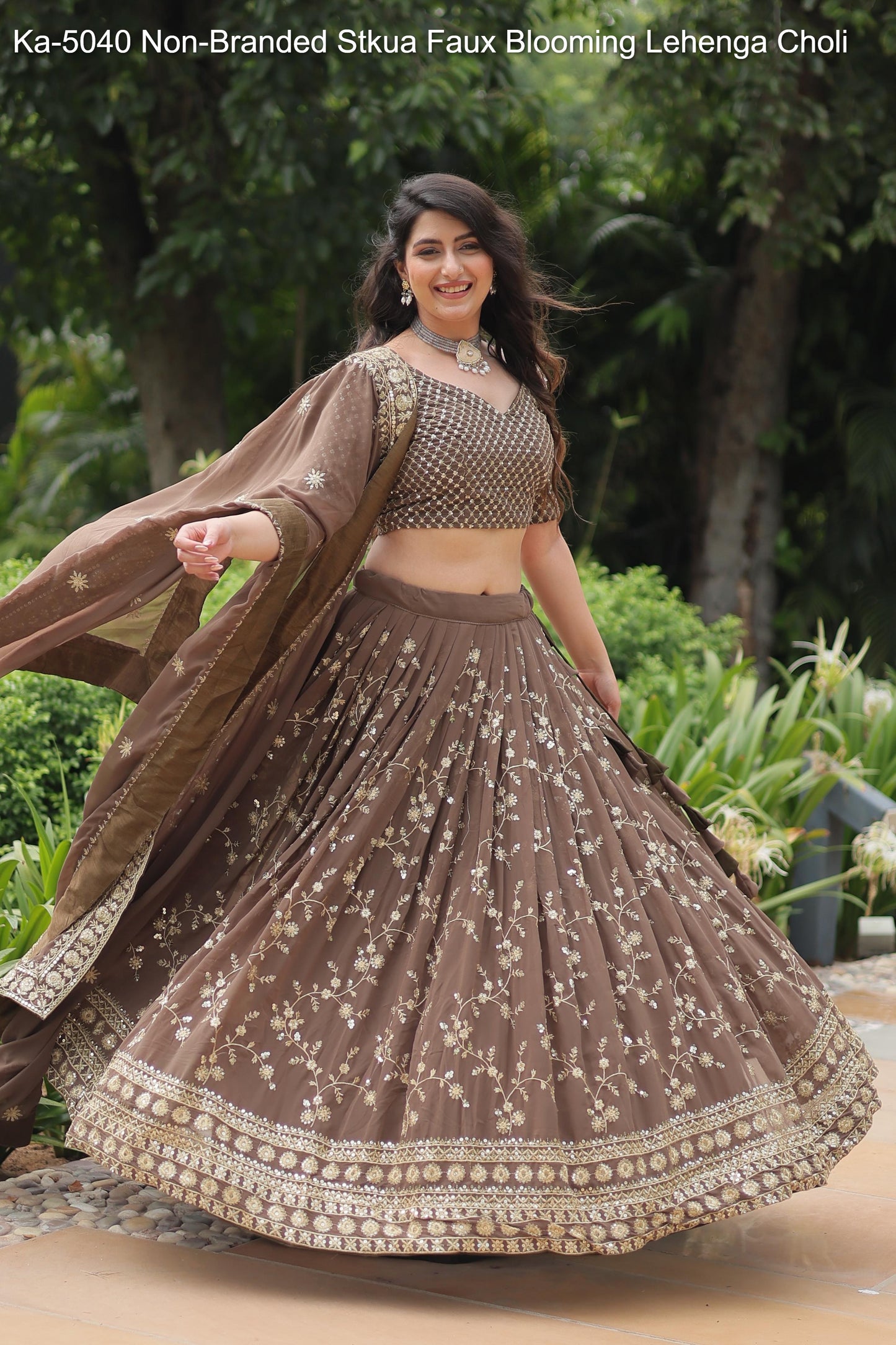Ka-5040 Stkua Faux Blooming Lehenga Choli