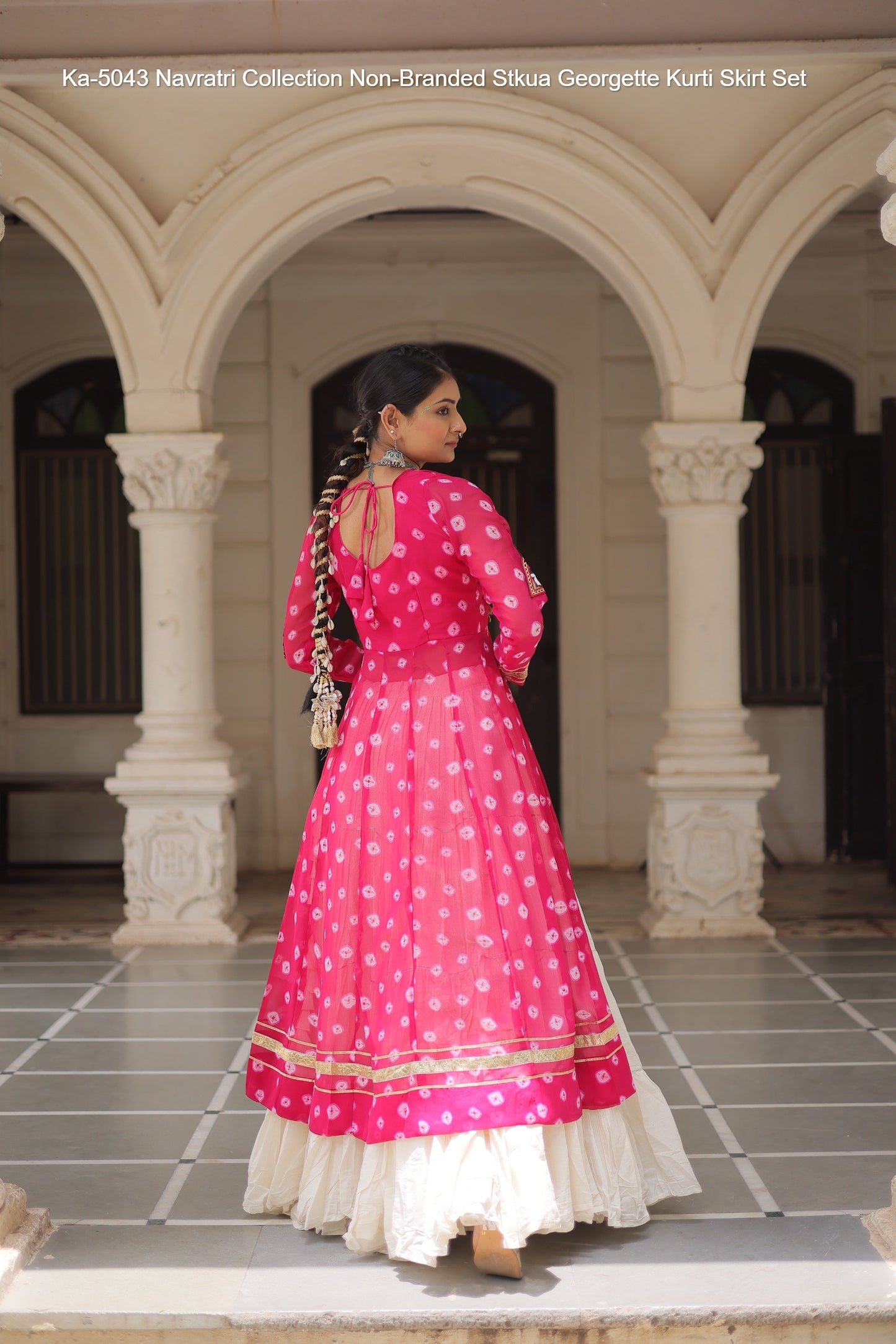 Ka-5043 Navratri Collection Non-Branded Stkua Georgette Kurti Skirt Set