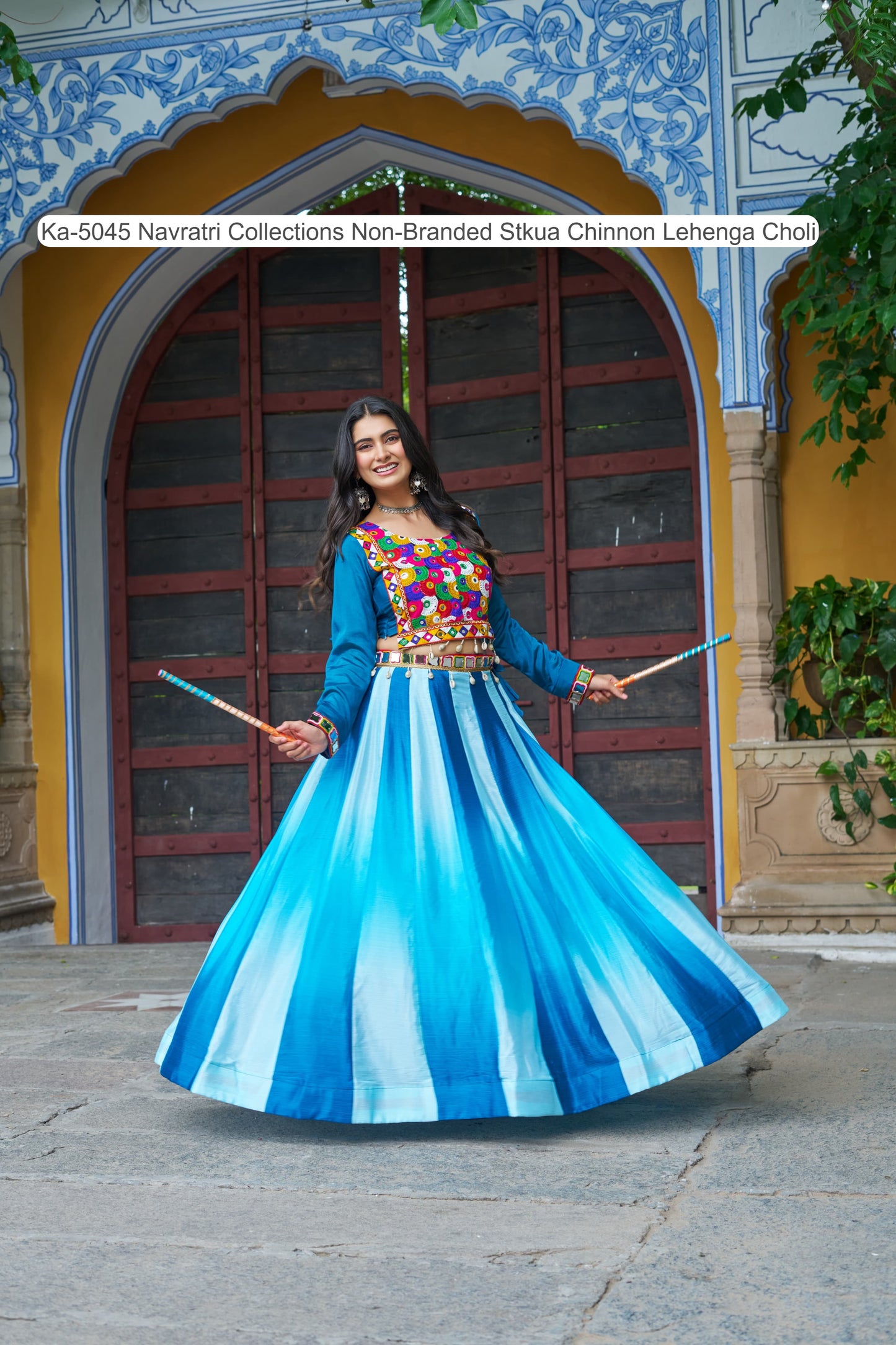 Ka-5045 Navratri Collections Non-Branded Stkua Chinnon Lehenga Choli