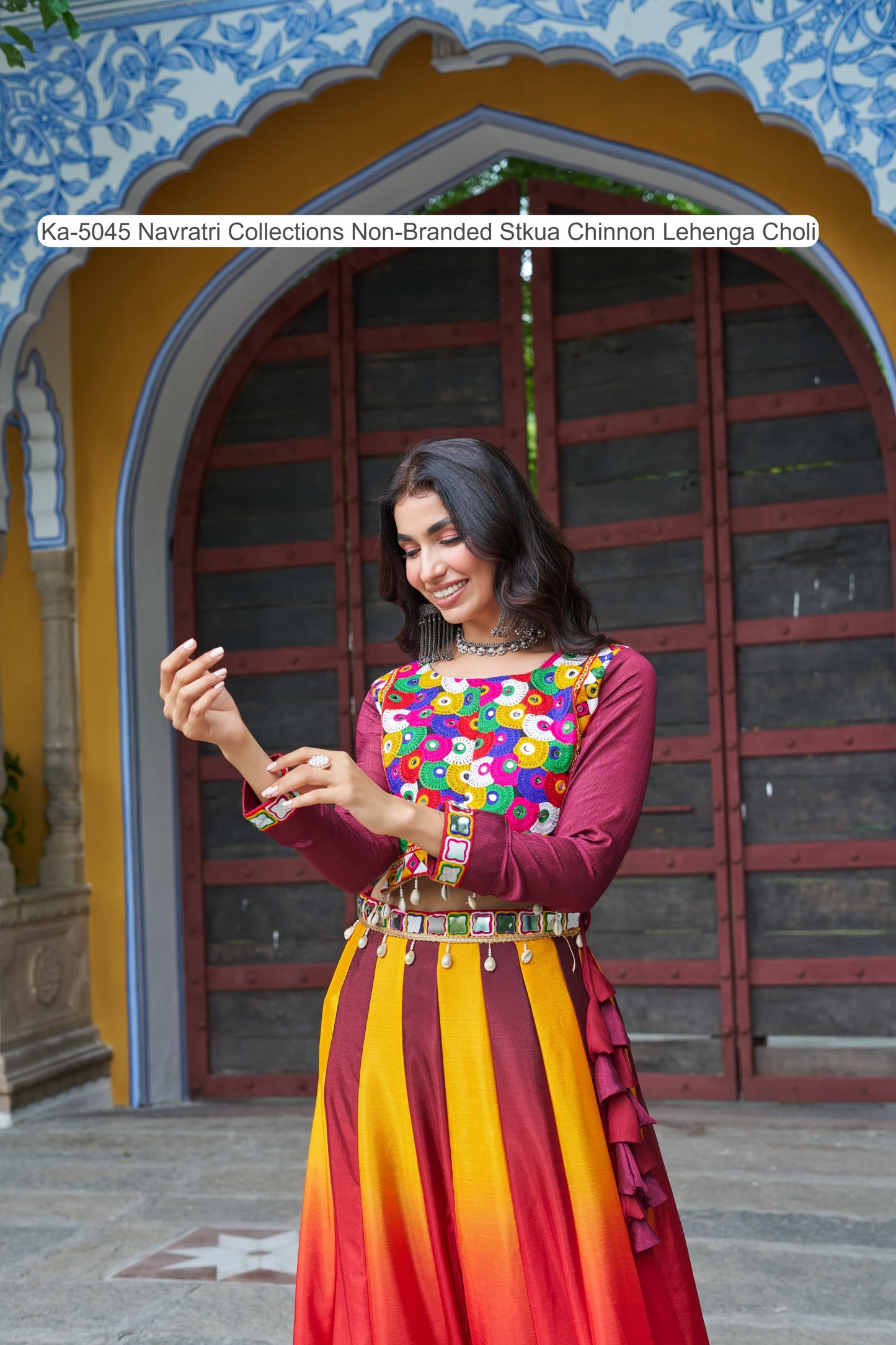 Ka-5045 Navratri Collections Non-Branded Stkua Chinnon Lehenga Choli