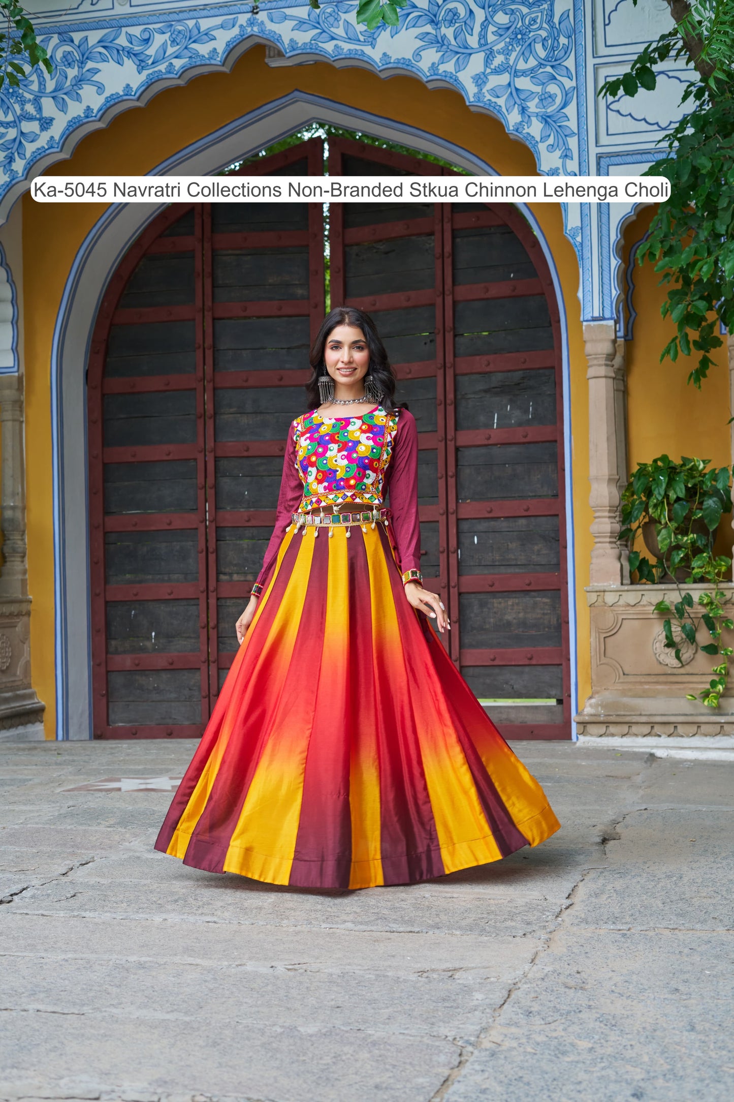 Ka-5045 Navratri Collections Non-Branded Stkua Chinnon Lehenga Choli