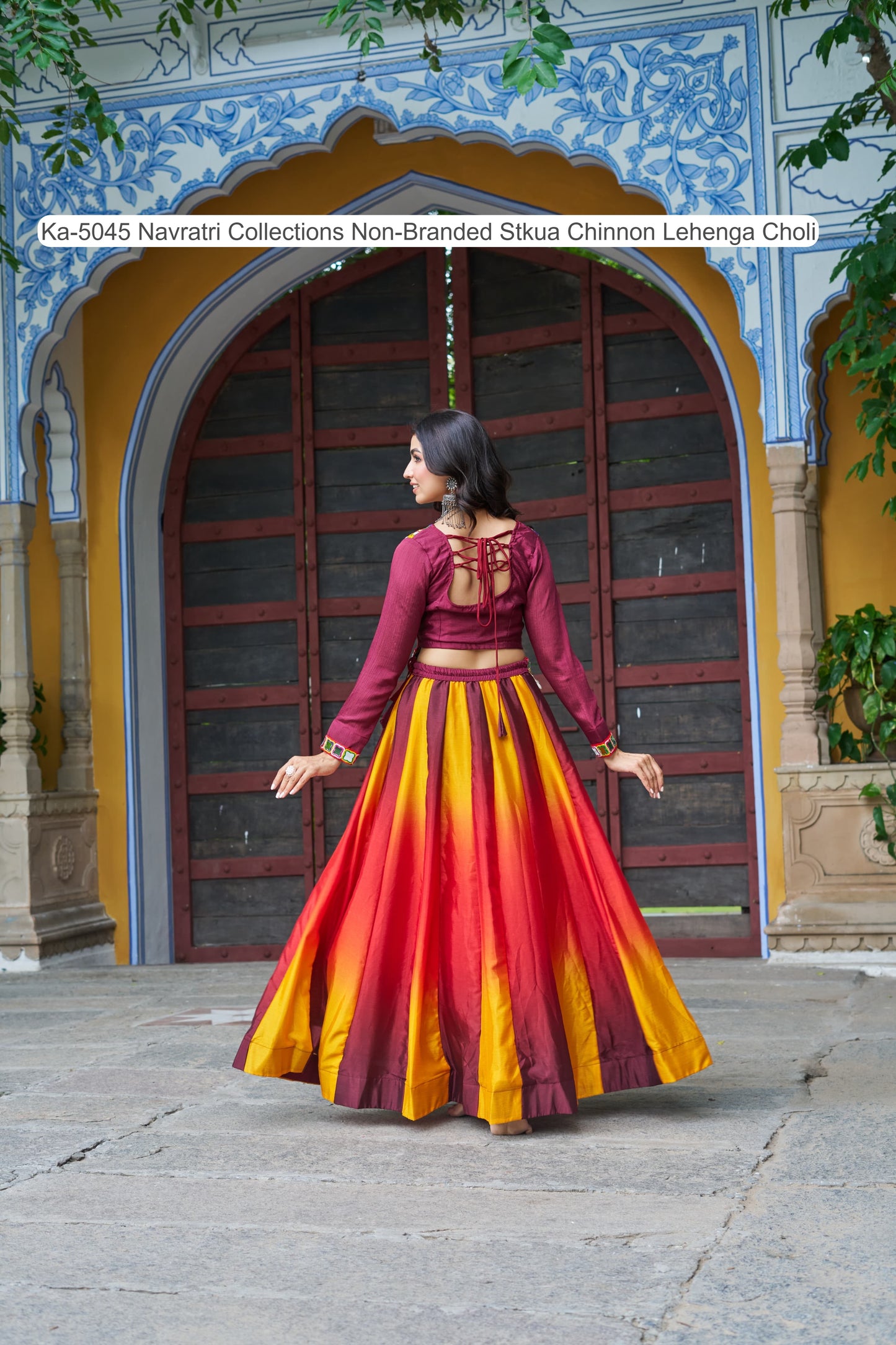 Ka-5045 Navratri Collections Non-Branded Stkua Chinnon Lehenga Choli