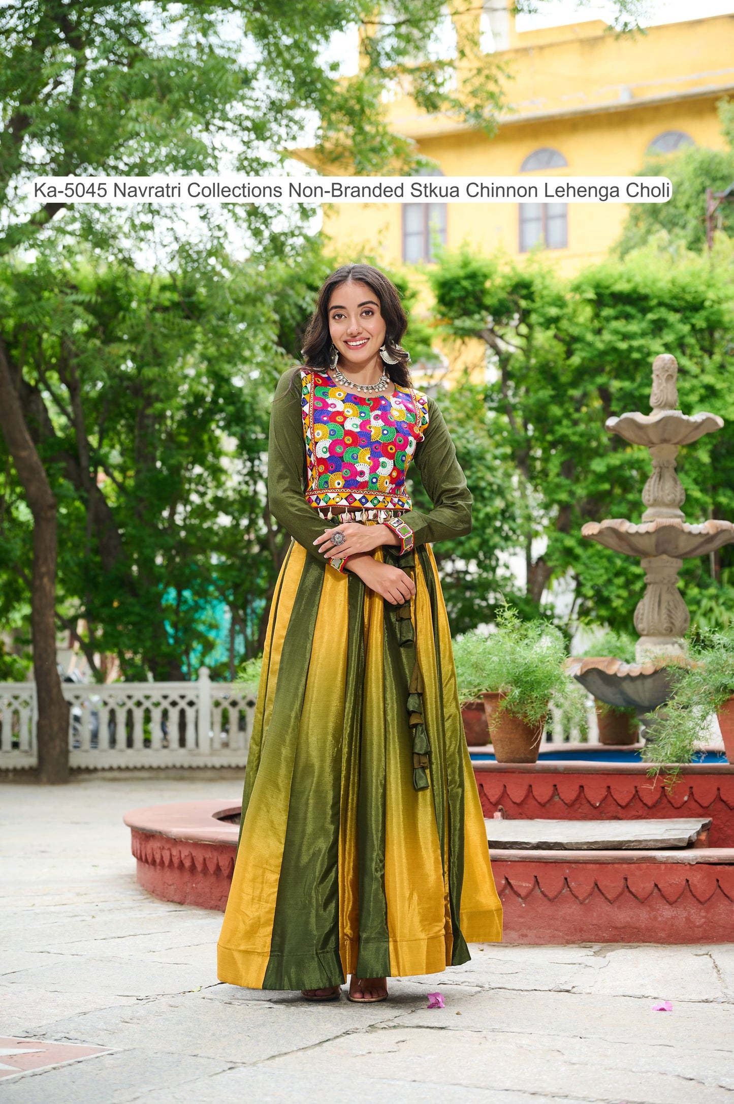 Ka-5045 Navratri Collections Non-Branded Stkua Chinnon Lehenga Choli