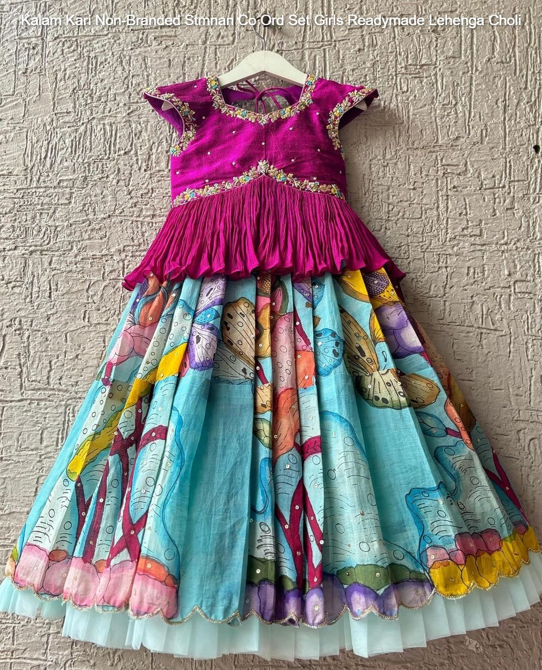 Kalam Kari Non-Branded Stmnan Co Ord Set Girls Readymade Lehenga Choli