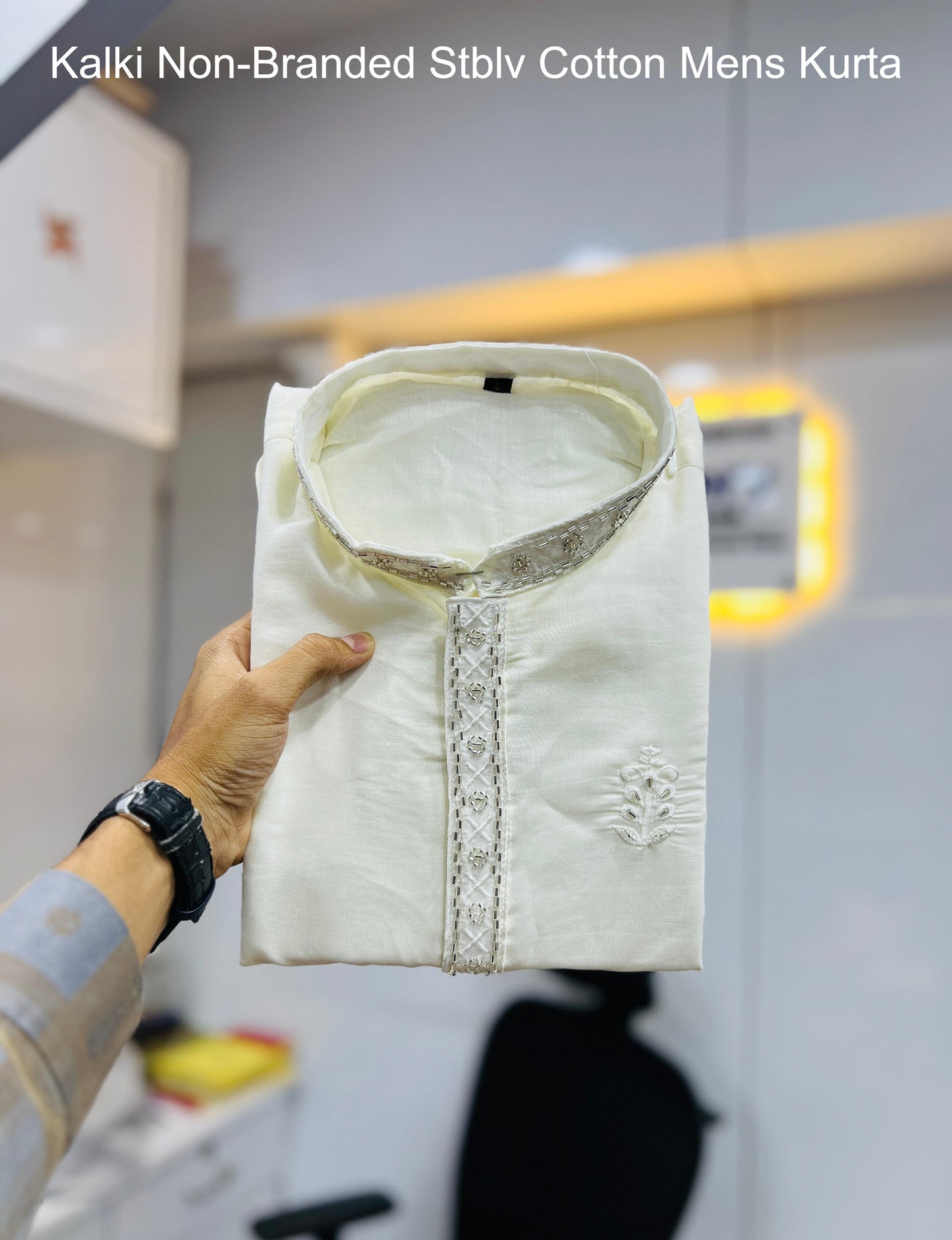 Kalki Non-Branded Stblv Cotton Mens Kurta