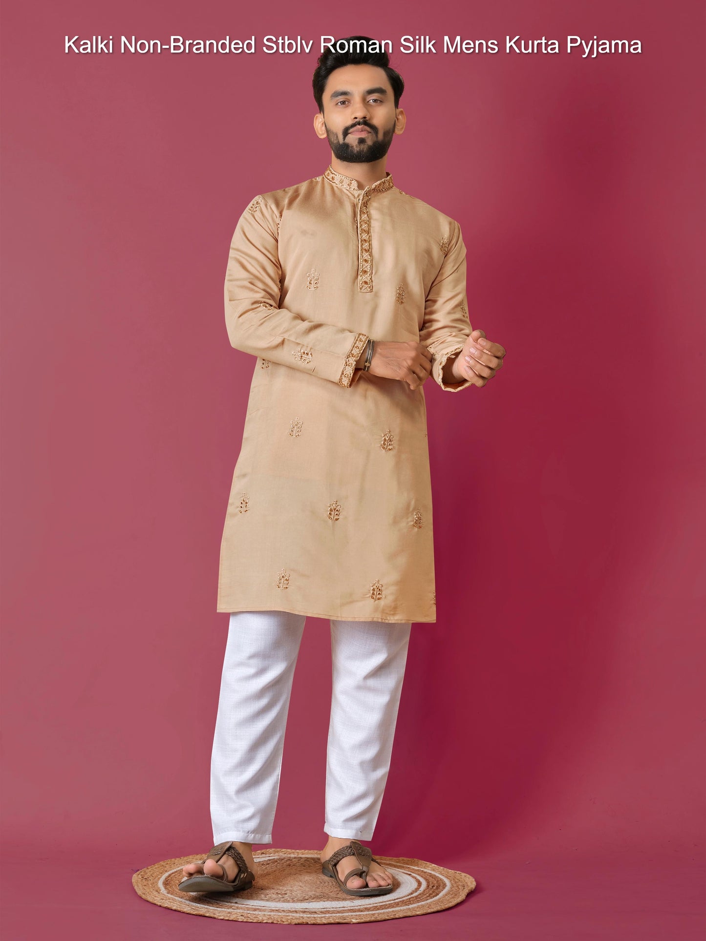 Kalki Non-Branded Stblv Roman Silk Mens Kurta Pyjama