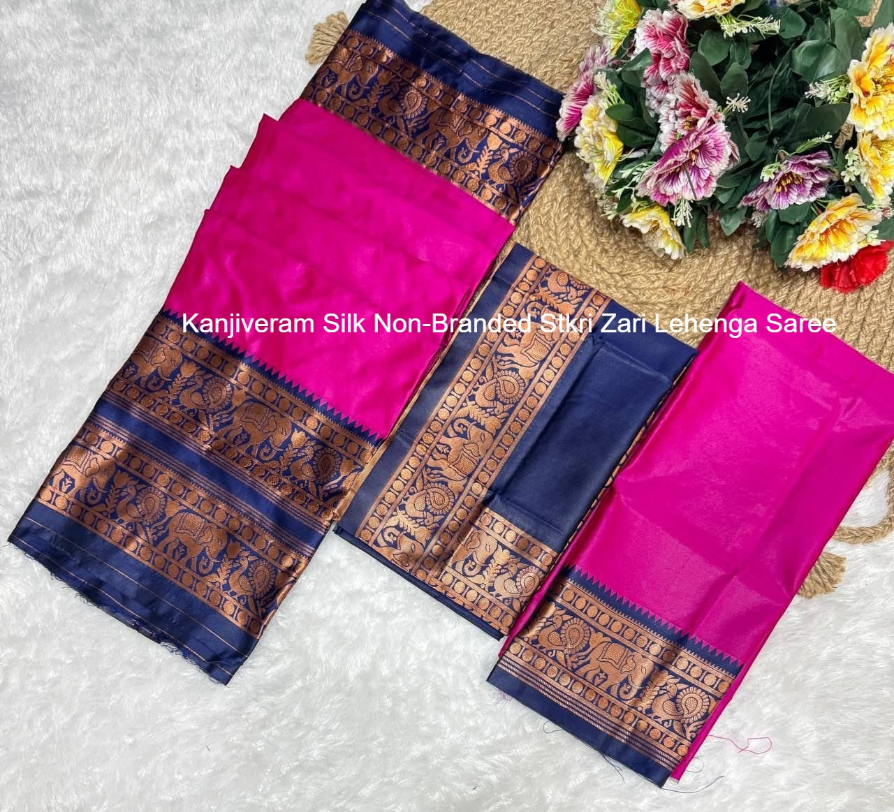 Kanjiveram Silk Non-Branded Stkri Zari Lehenga Saree